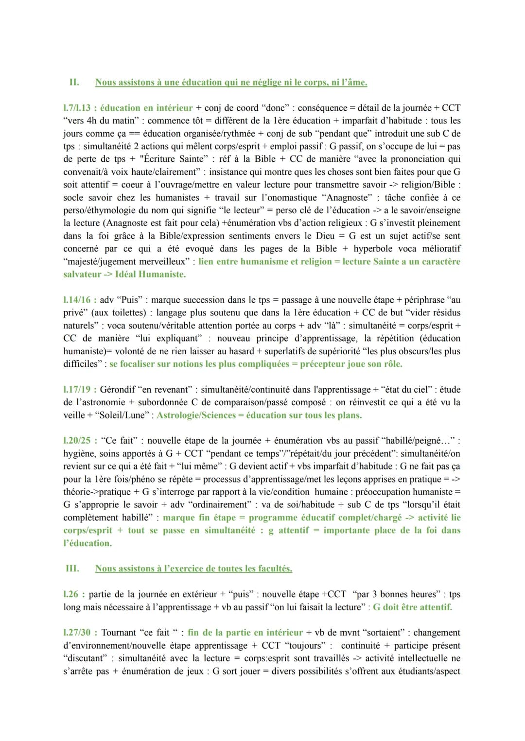 ANALYSE LINÉAIRE N°15
Extrait : "L'éducation humaniste de Gargantua par Ponocrates", Gargantua, Rabelais (chapitre
XXIII)
Intro : Au début d