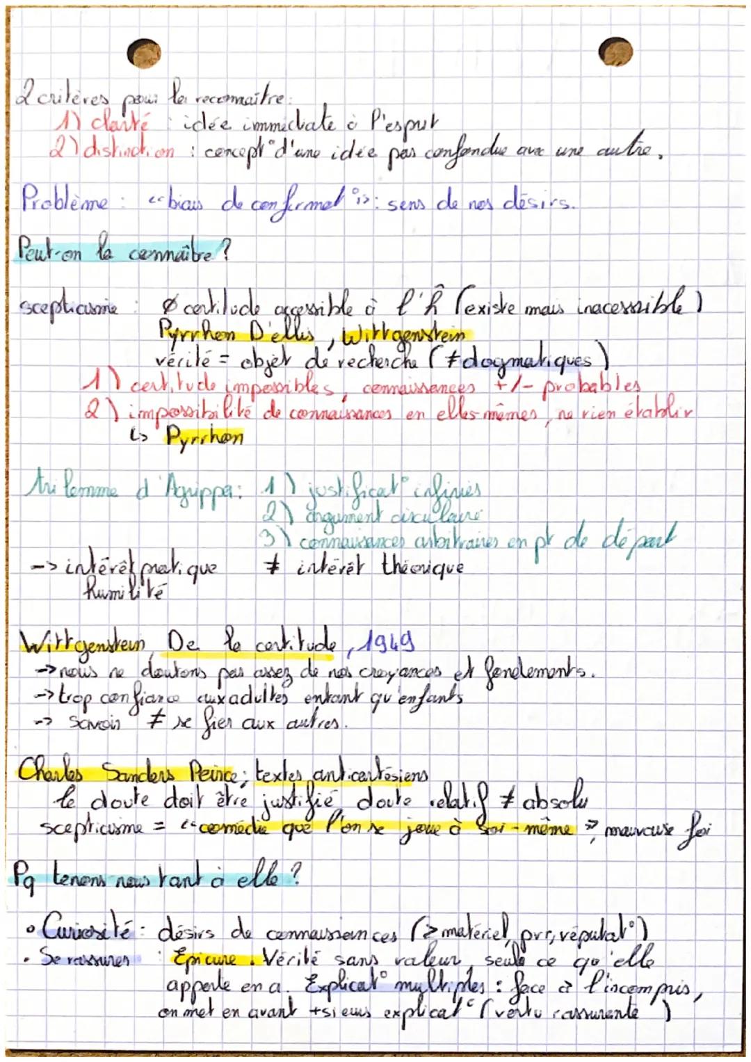 # VÉRITÉ

Qu'est-ce que la verite»?

A
1) Vérité-ccherence; validité vérité formelle, cohérence
interne vérité de rousen?; seul intellect, v