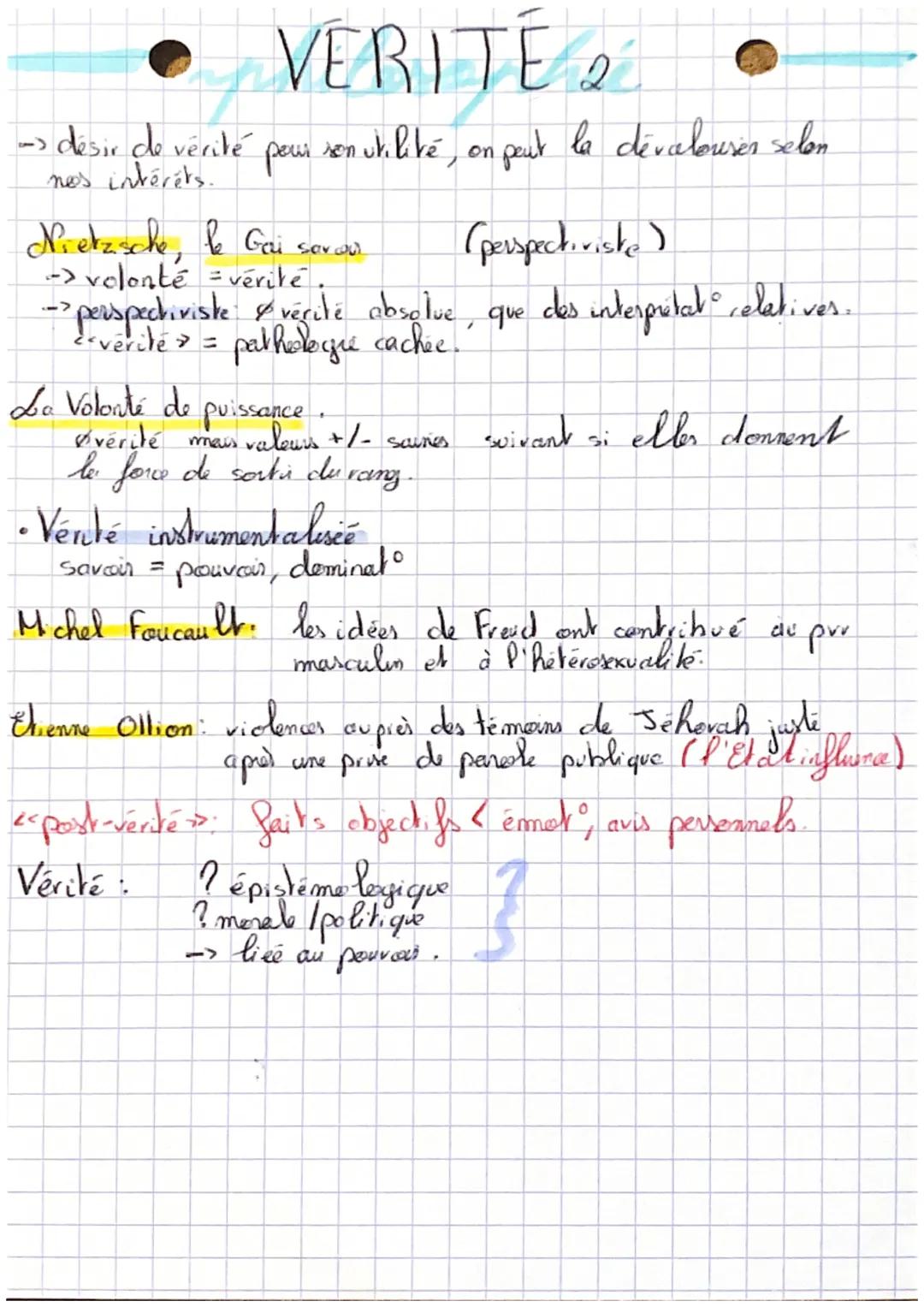 # VÉRITÉ

Qu'est-ce que la verite»?

A
1) Vérité-ccherence; validité vérité formelle, cohérence
interne vérité de rousen?; seul intellect, v