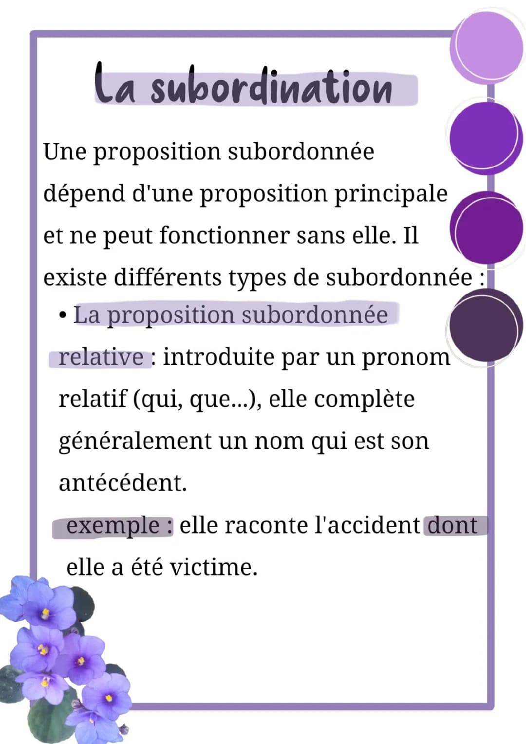 La subordination 