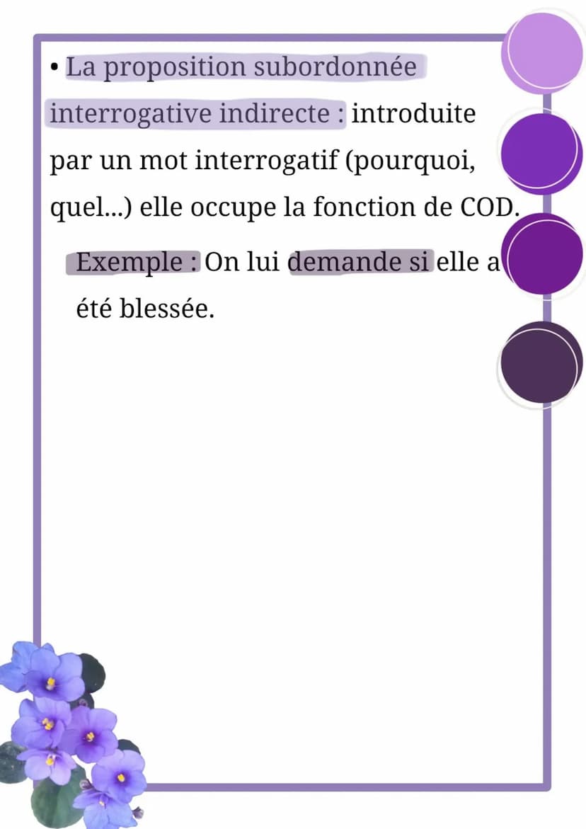 La subordination
Une proposition subordonnée
dépend d'une proposition principale
et ne peut fonctionner sans elle. Il
existe différents type