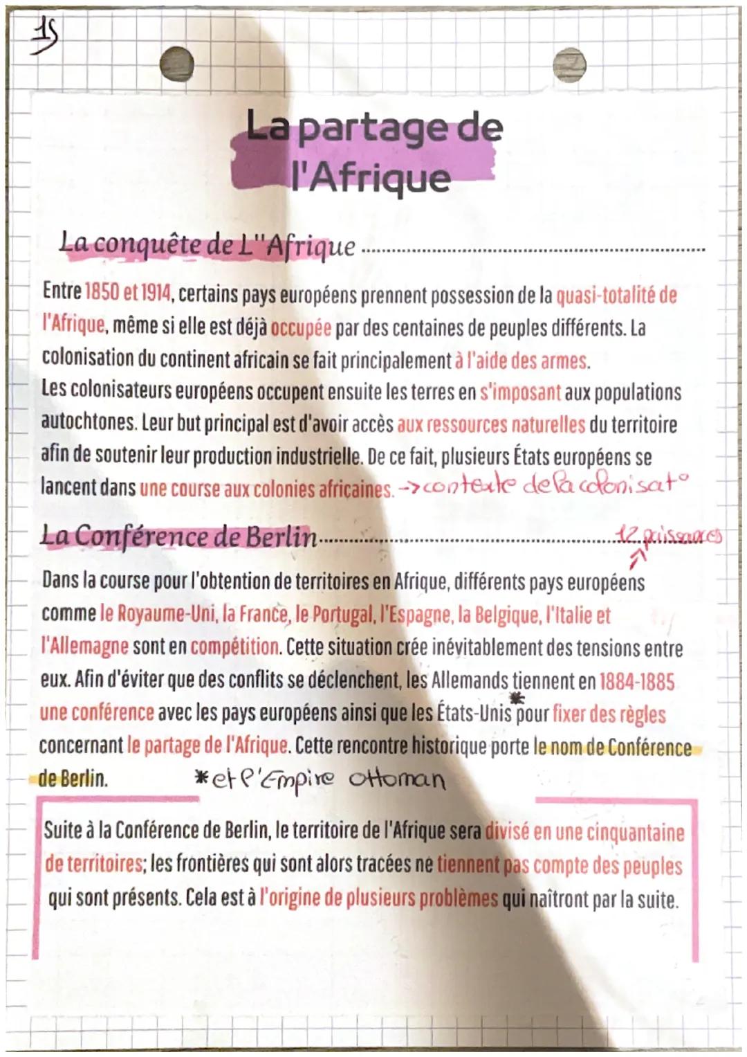 15

# La partage de
l'Afrique

La conquête de L'Afrique

Entre 1850 et 1914, certains pays européens prennent possession de la quasi-totalit