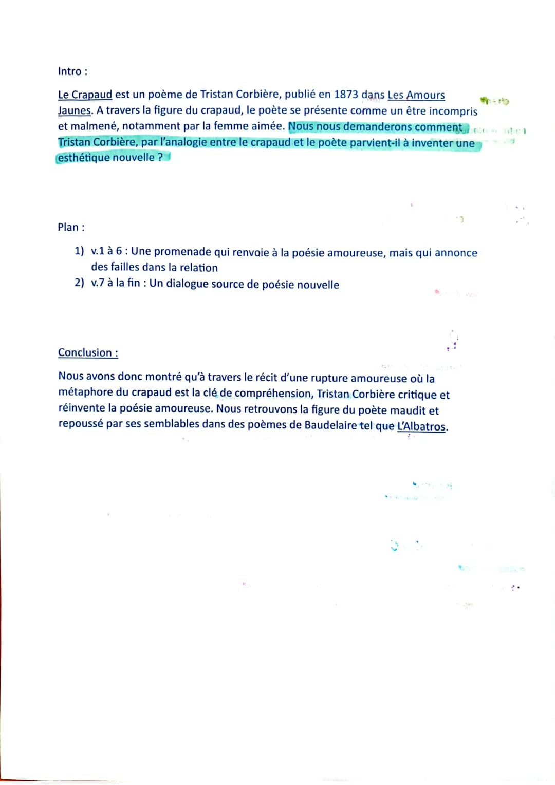 I
Le Crapaud
sc qui se passe en été
sans mélodie / musique
is marque le silince
Un chant dans une nuit sans air
4 renvoie à la poésie
on arr