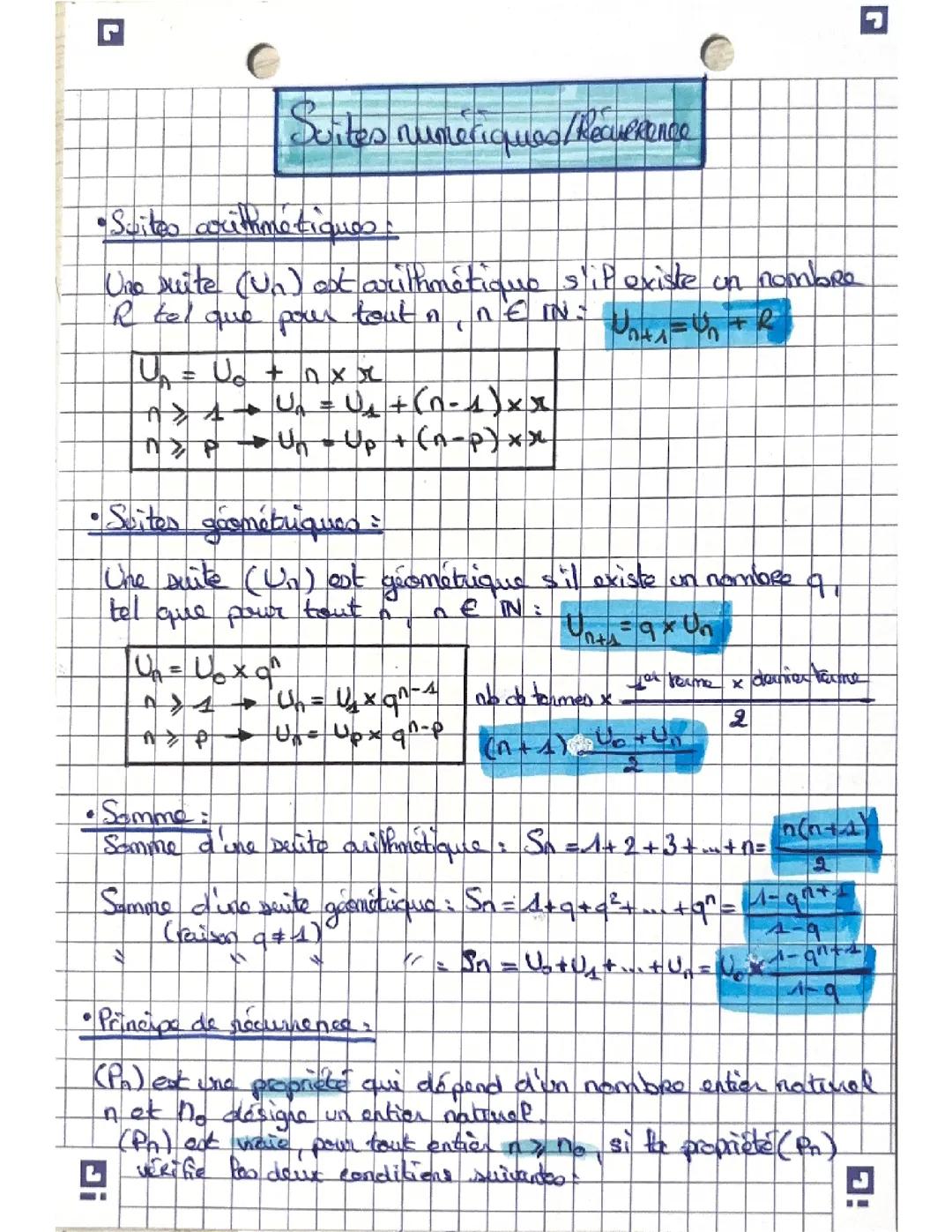Suites numériques/ Récurrences 
