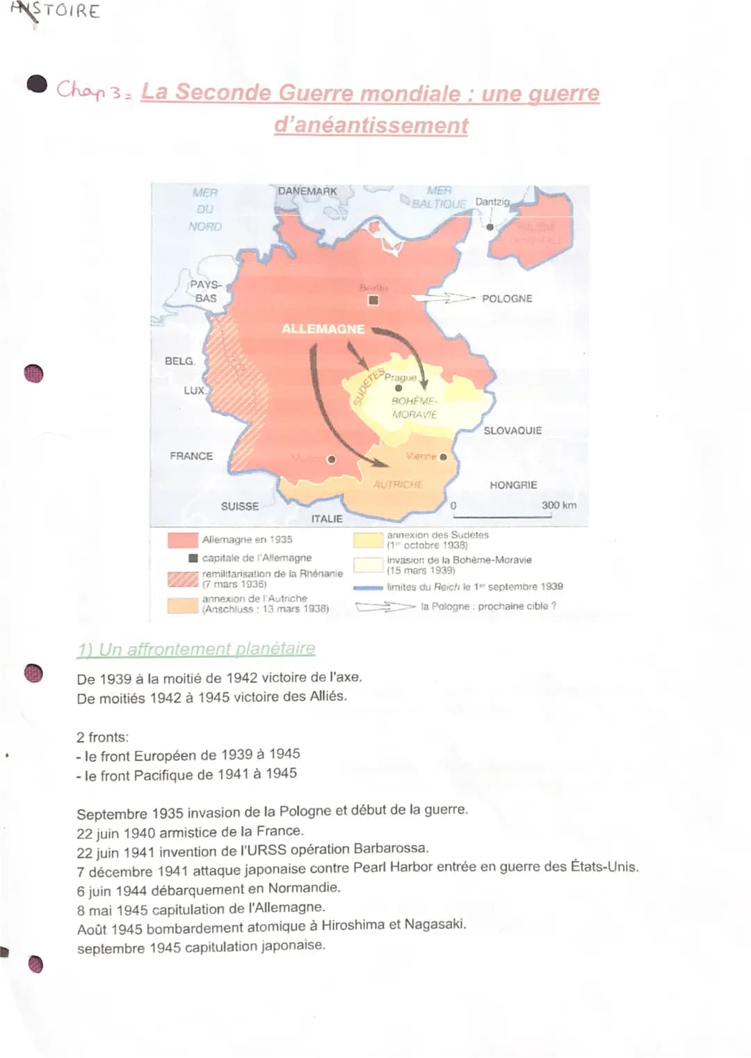 ANSTOIRE
Chap 3 La Seconde Guerre mondiale : une guerre
d'anéantissement
MER
DU
NORD
PAYS-
BAS
BELG.
LUX.
FRANCE
SUISSE
DANEMARK
ALLEMAGNE
I