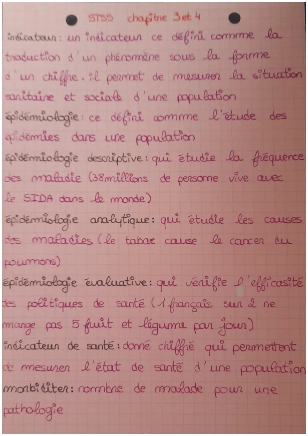 STSS chapitre 3 et 4
indicateur: un indicateur ce défini comme la
traduction d'un phénomène sous la forme
d'un chiffre. il permet de mesurer