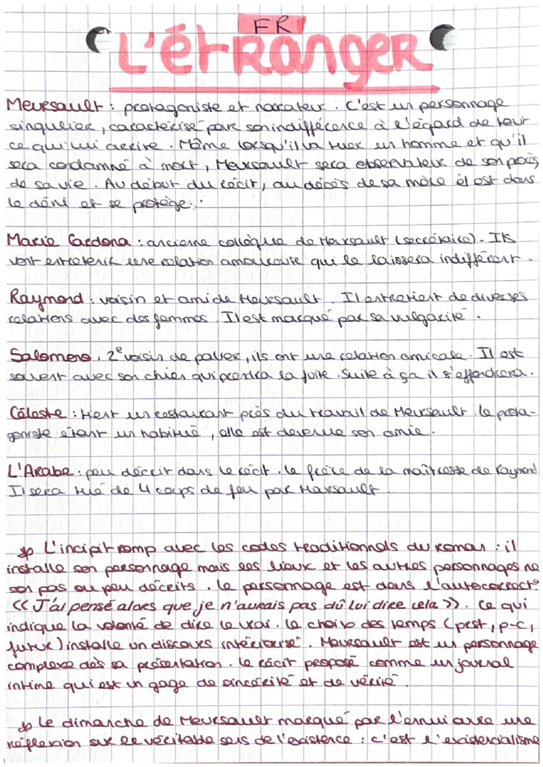 L'étranger
Meursault: protagoniste et narateur C'est un personnage
singulier, caracteicise par son indifférence à l'égard
de leur
ce qui li 