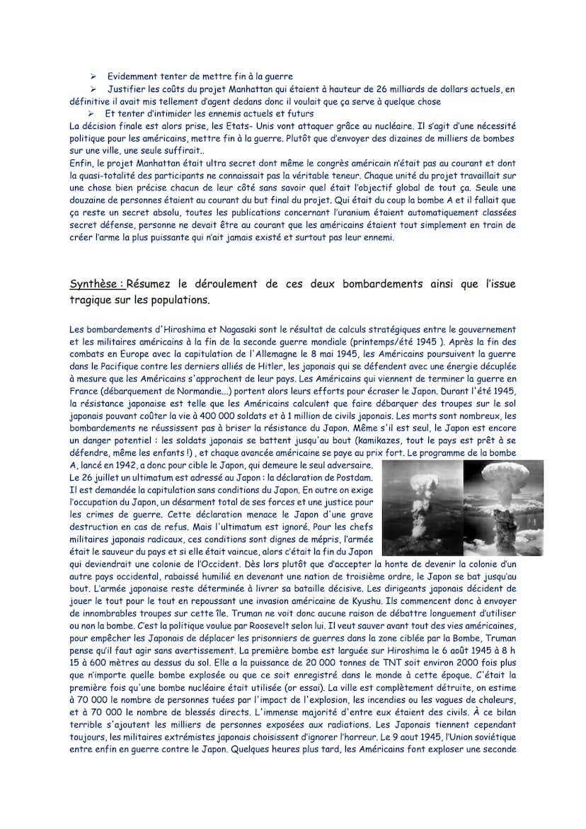 Marine Salaun
TG2
Une querre d'anéantissement : Le front de l'Est et les bombardements d'Hiroshima
et Nagasaki
Questionnaire : Les bombardem