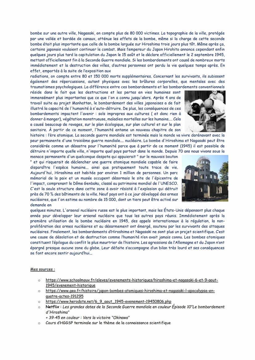 Marine Salaun
TG2
Une querre d'anéantissement : Le front de l'Est et les bombardements d'Hiroshima
et Nagasaki
Questionnaire : Les bombardem