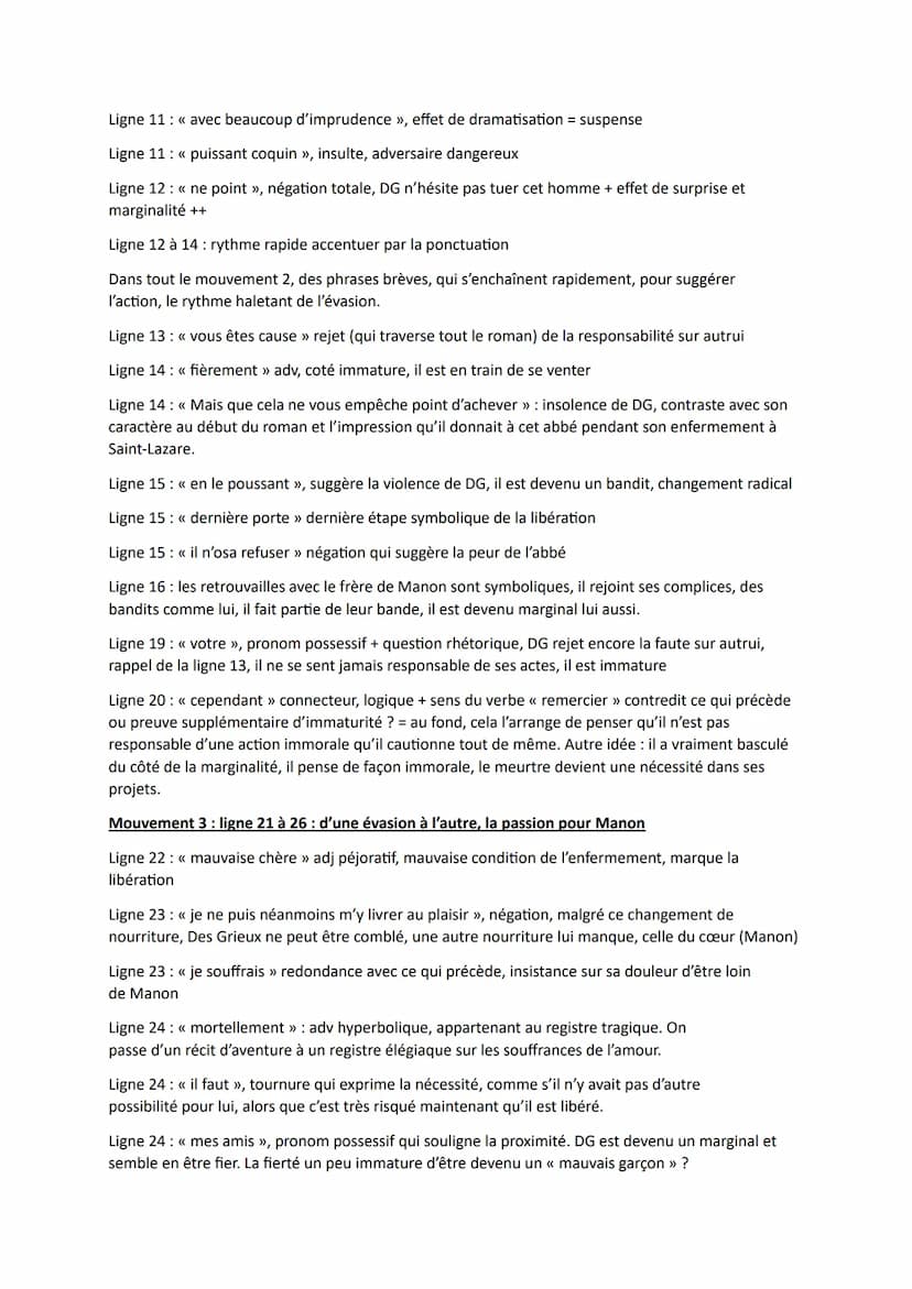 --- OCR Start ---
Lecture linéaire 2 Manon Lescaut
L'évasion de Saint-Lazare
Introduction
Manon Lescaut est un roman écrit par l'Abbé Prévos