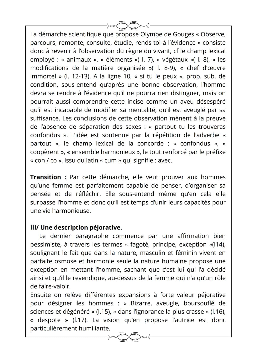Déclaration des droits de la femme et de la citoyenne,
O. de Gouges, 1791.
Texte 1
Les droits de la femme
Homme, es-tu capable d'être juste 