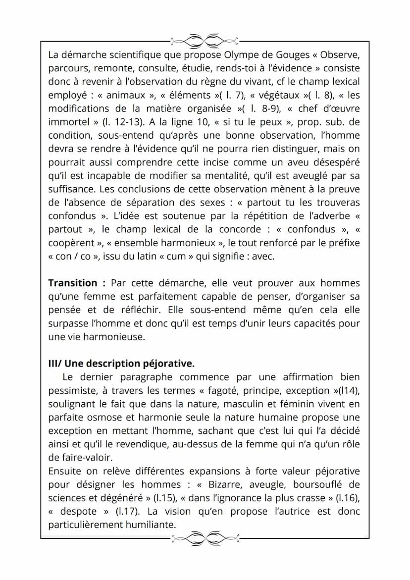 Déclaration des droits de la femme et de la citoyenne,
O. de Gouges, 1791.
Texte 1
Les droits de la femme
Homme, es-tu capable d'être juste 