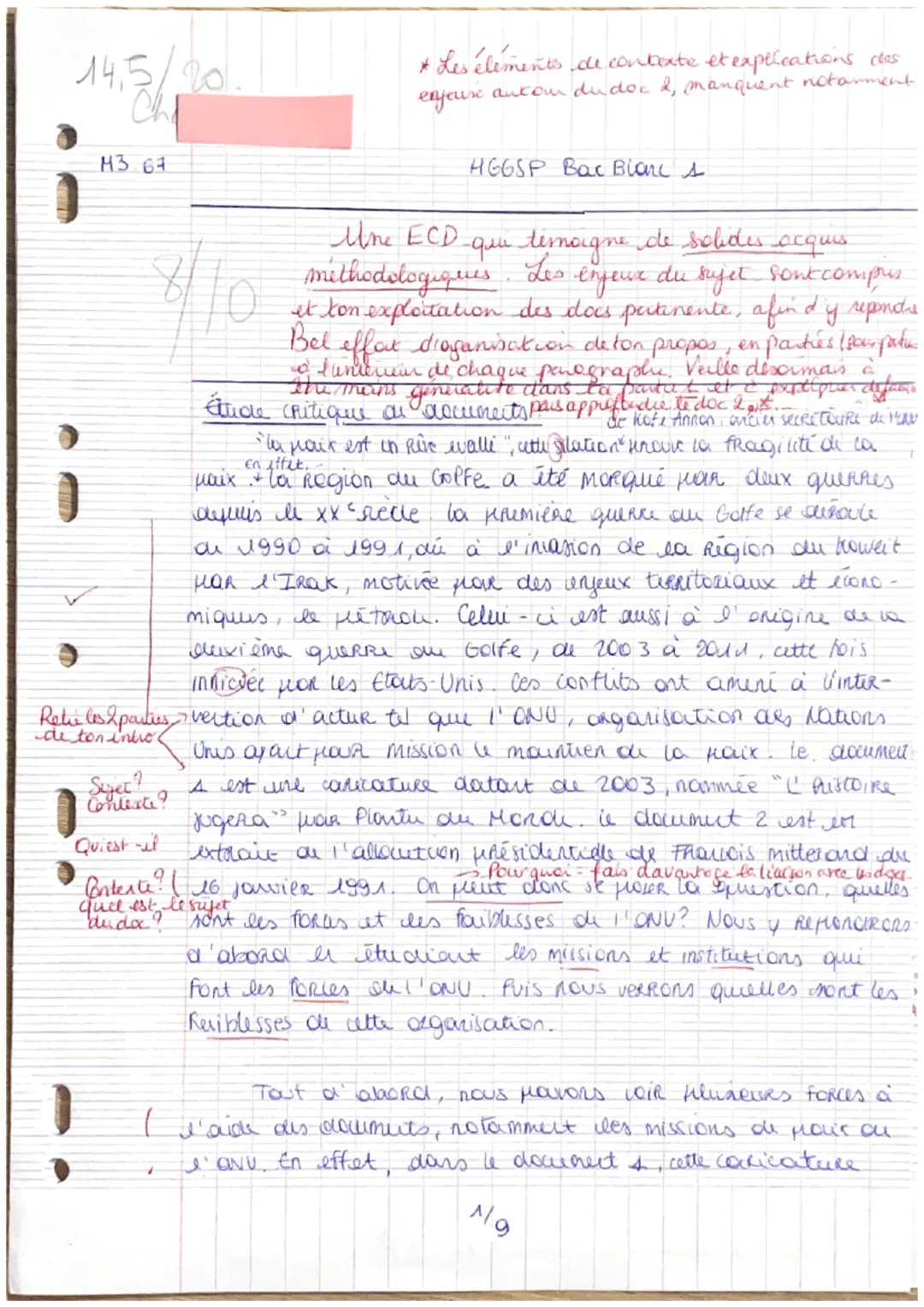 14/5/20
M3.67
Retre les 2 parties
de ton
* Les éléments de contexte et explications des
enjeux autour du doc 2, manquent notamment.
Une ECD.