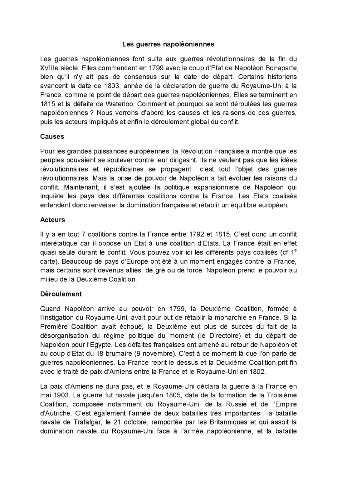 Les Guerres Napoléoniennes : Batailles et Conséquences