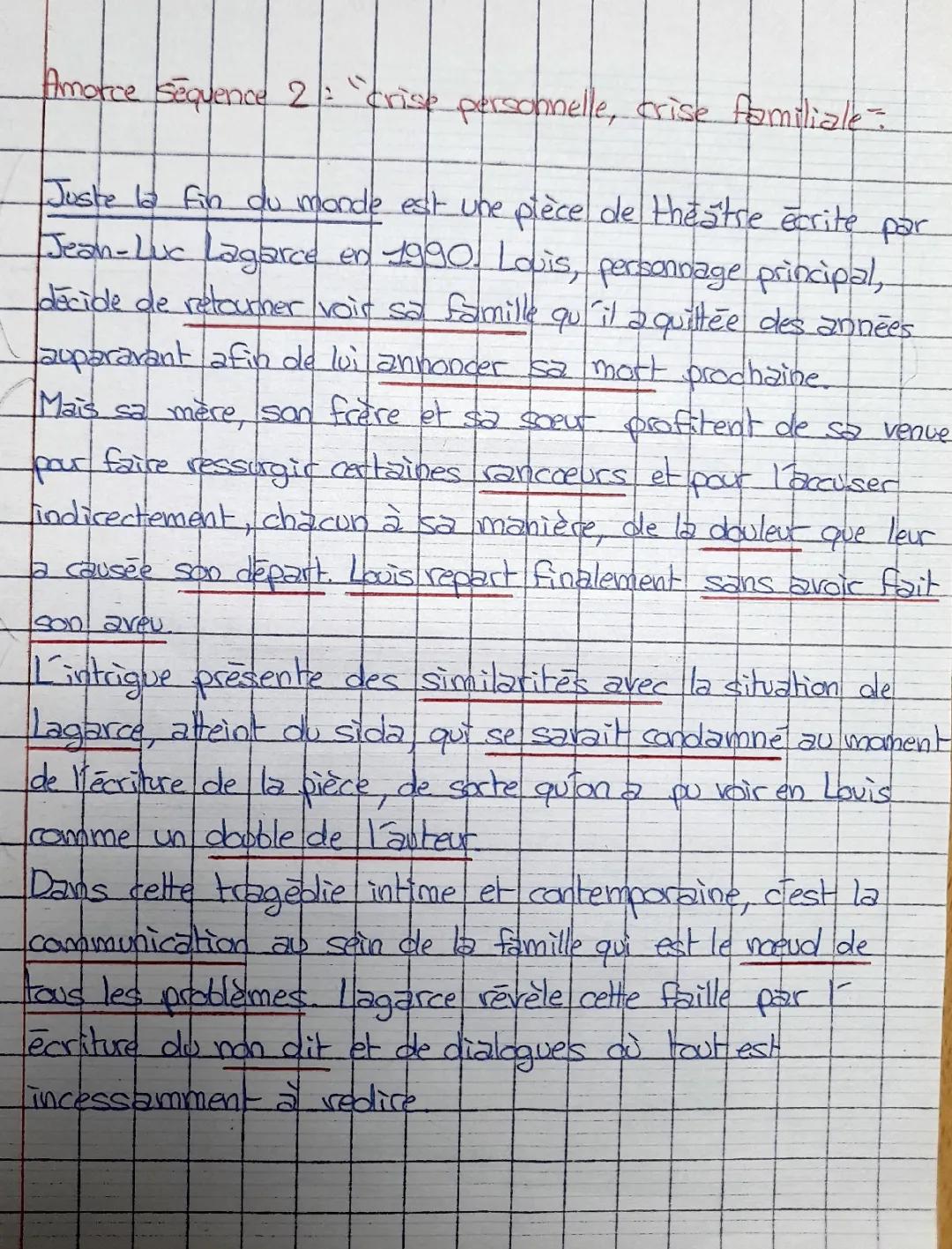 Amorce et Analyse Linéaire Juste la fin du monde - Dissertation, Prologue et Résumé