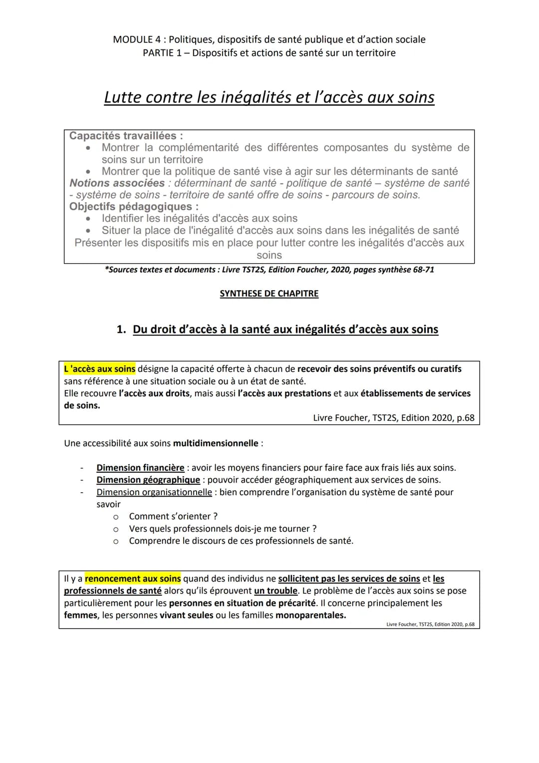 MODULE 4: Politiques, dispositifs de santé publique et d'action sociale
PARTIE 1 - Dispositifs et actions de santé sur un territoire
Lutte c