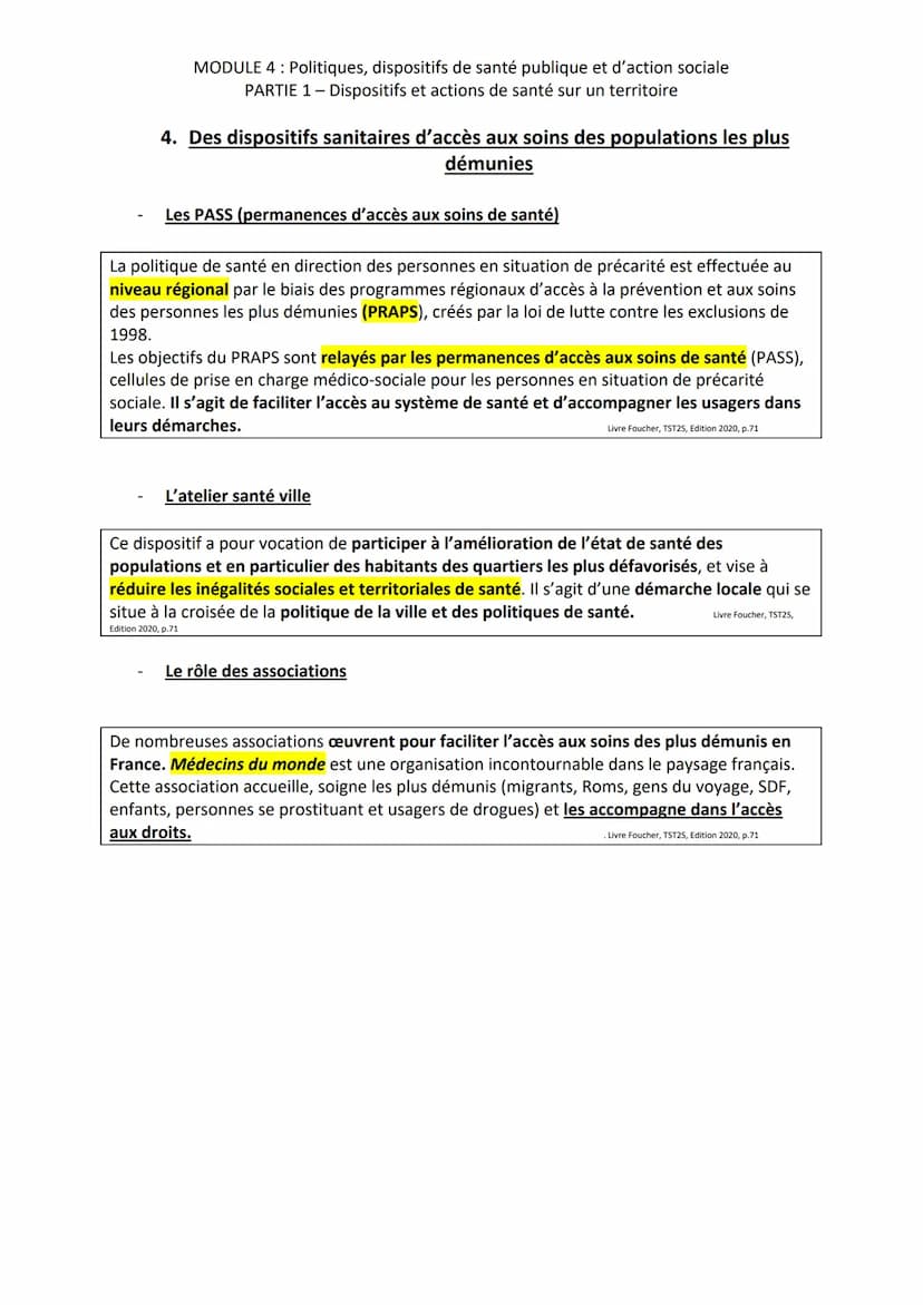 MODULE 4: Politiques, dispositifs de santé publique et d'action sociale
PARTIE 1 - Dispositifs et actions de santé sur un territoire
Lutte c