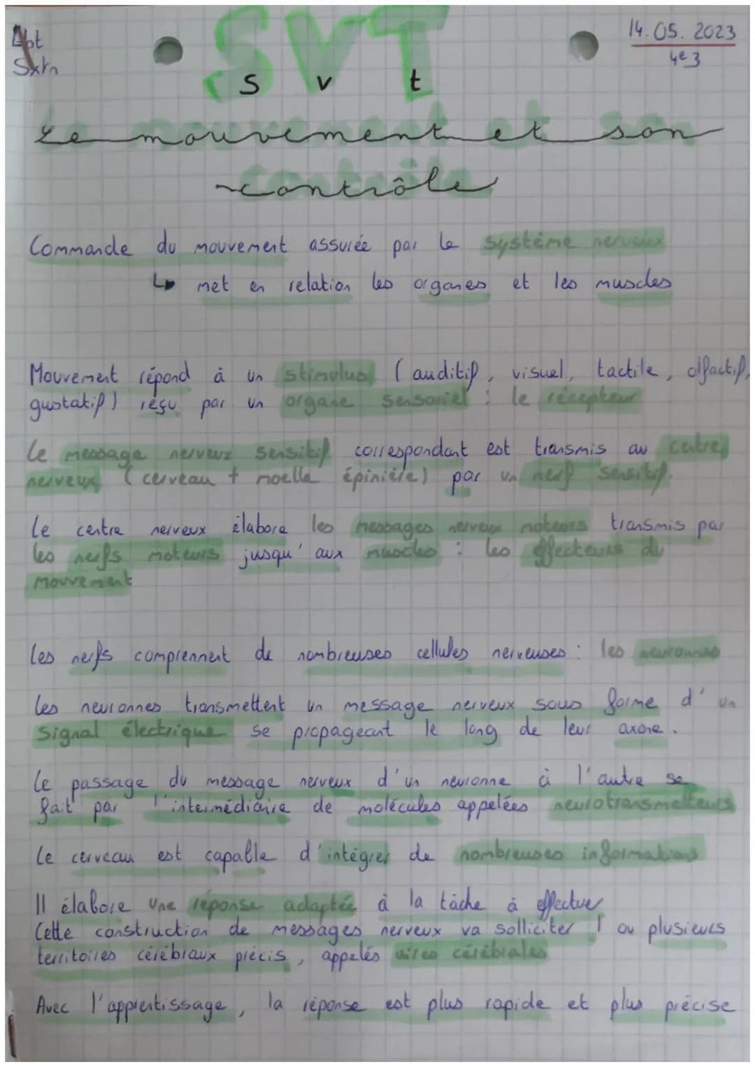 Abt
1 • SVT
San
Le
t
men
contrôle
ment et
Commande du mouvement assurée par le système nerveus
L met en relation les organes
et les muscles
