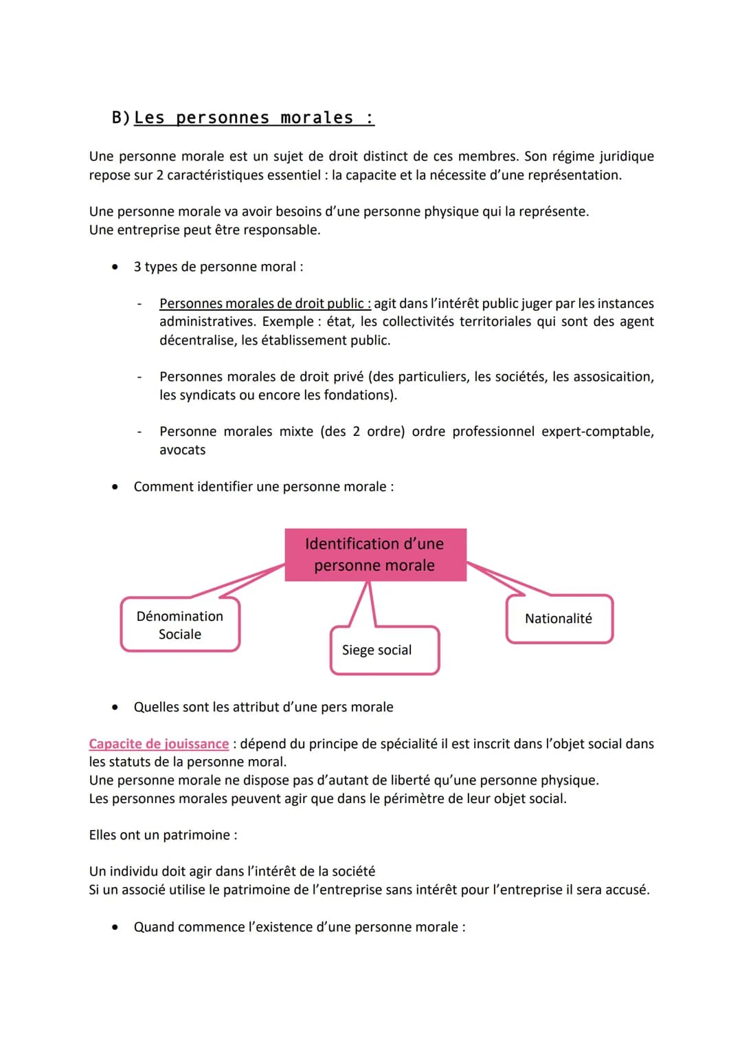 Personnalité Juridique
1. Quelle est l'utilité de la notion de personne
juridique :
La personnalité juridique est une construction intellect