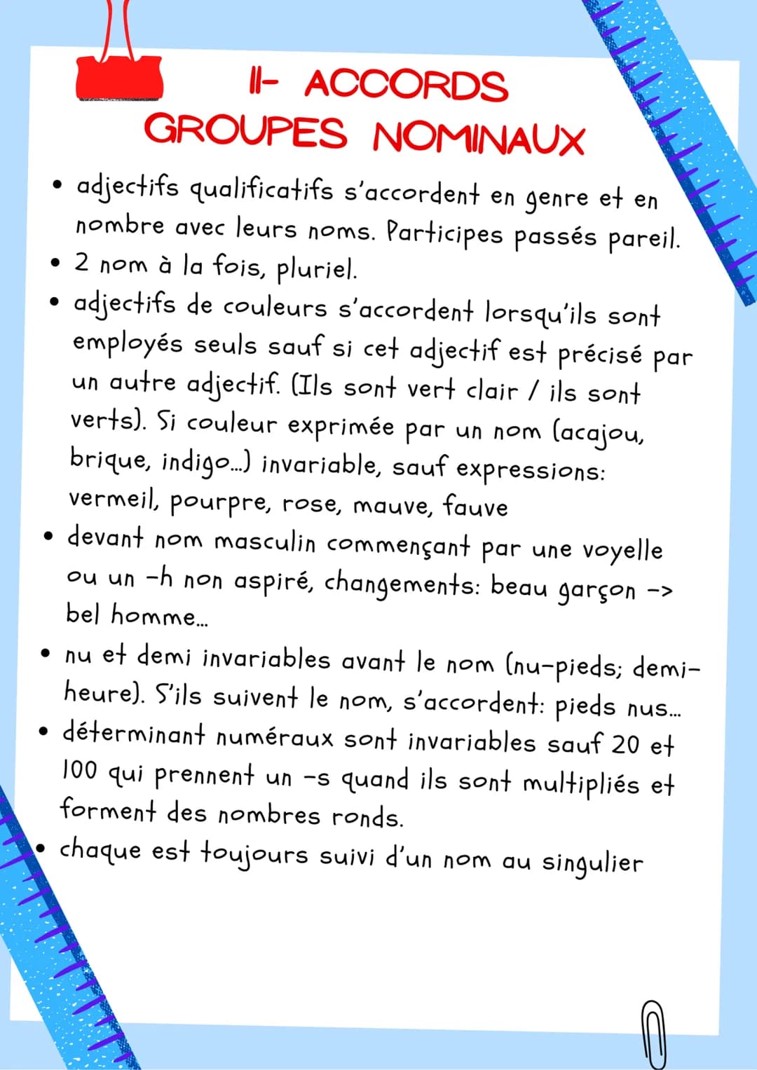1- ACCORDS SUJET-VERBE
• Verbe s'accorde en personne, en nombre (singulier
et pluriel), et parfois en genre (masculin et féminin)
• si le su