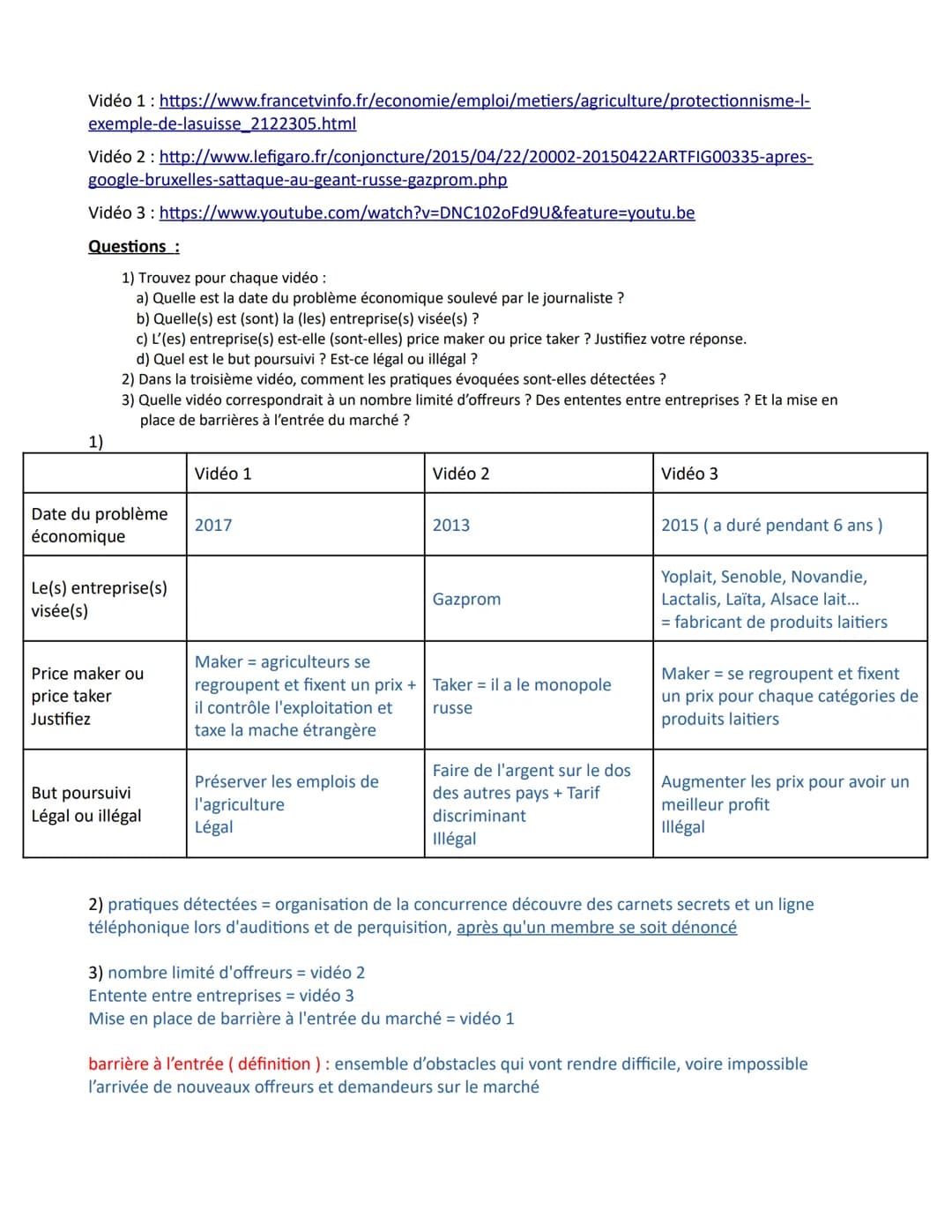 Chapitre 3 - Comment les marchés imparfaitement concurrentiels
fonctionnent-ils?
Concurrence imparfaite (définition ) : dès qu'au moins une 