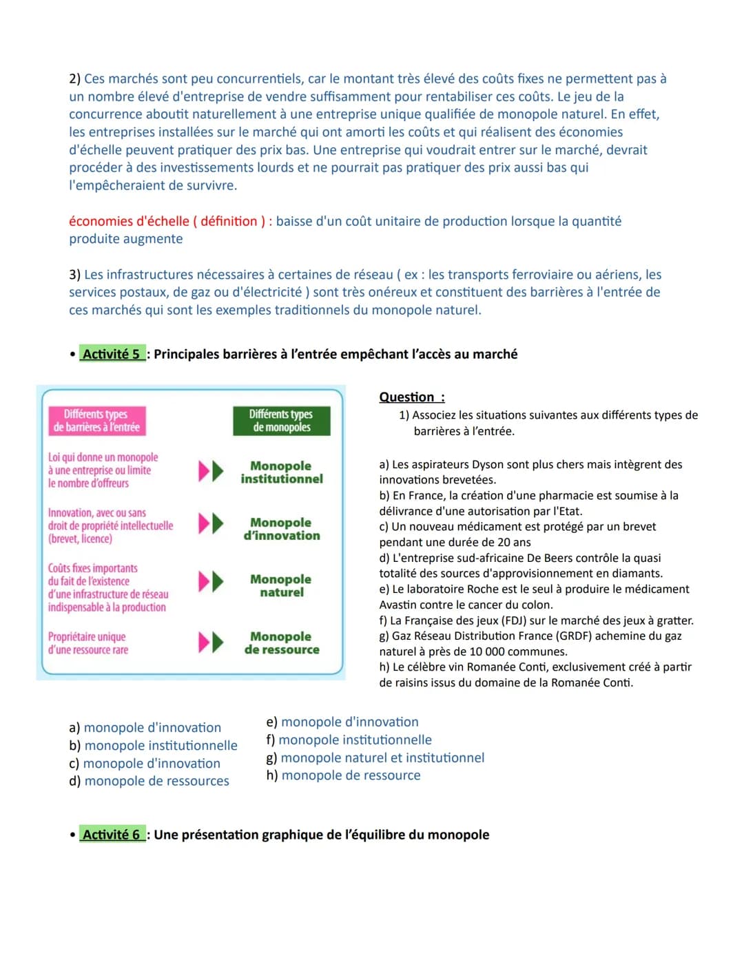 Chapitre 3 - Comment les marchés imparfaitement concurrentiels
fonctionnent-ils?
Concurrence imparfaite (définition ) : dès qu'au moins une 