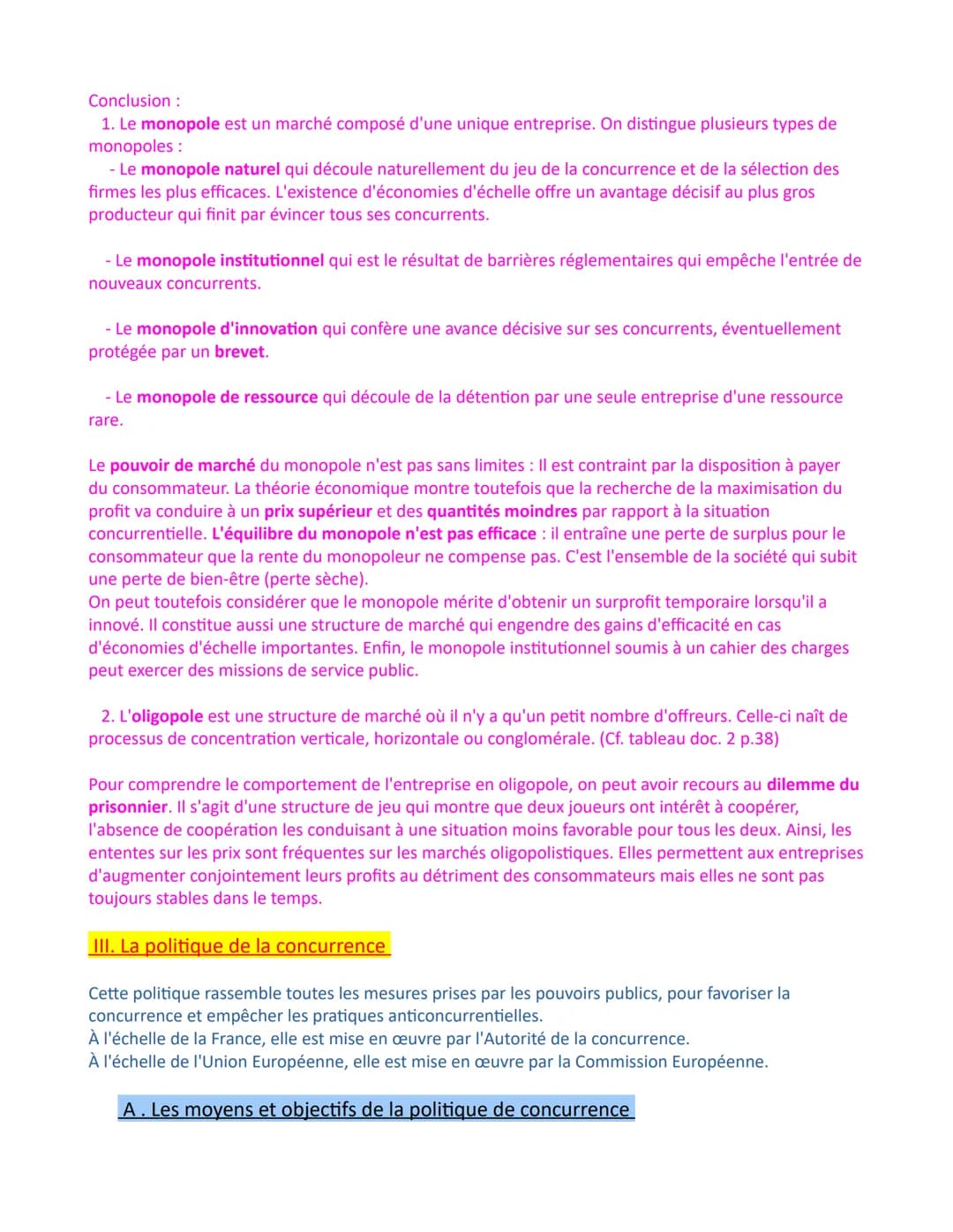 Chapitre 3 - Comment les marchés imparfaitement concurrentiels
fonctionnent-ils?
Concurrence imparfaite (définition ) : dès qu'au moins une 