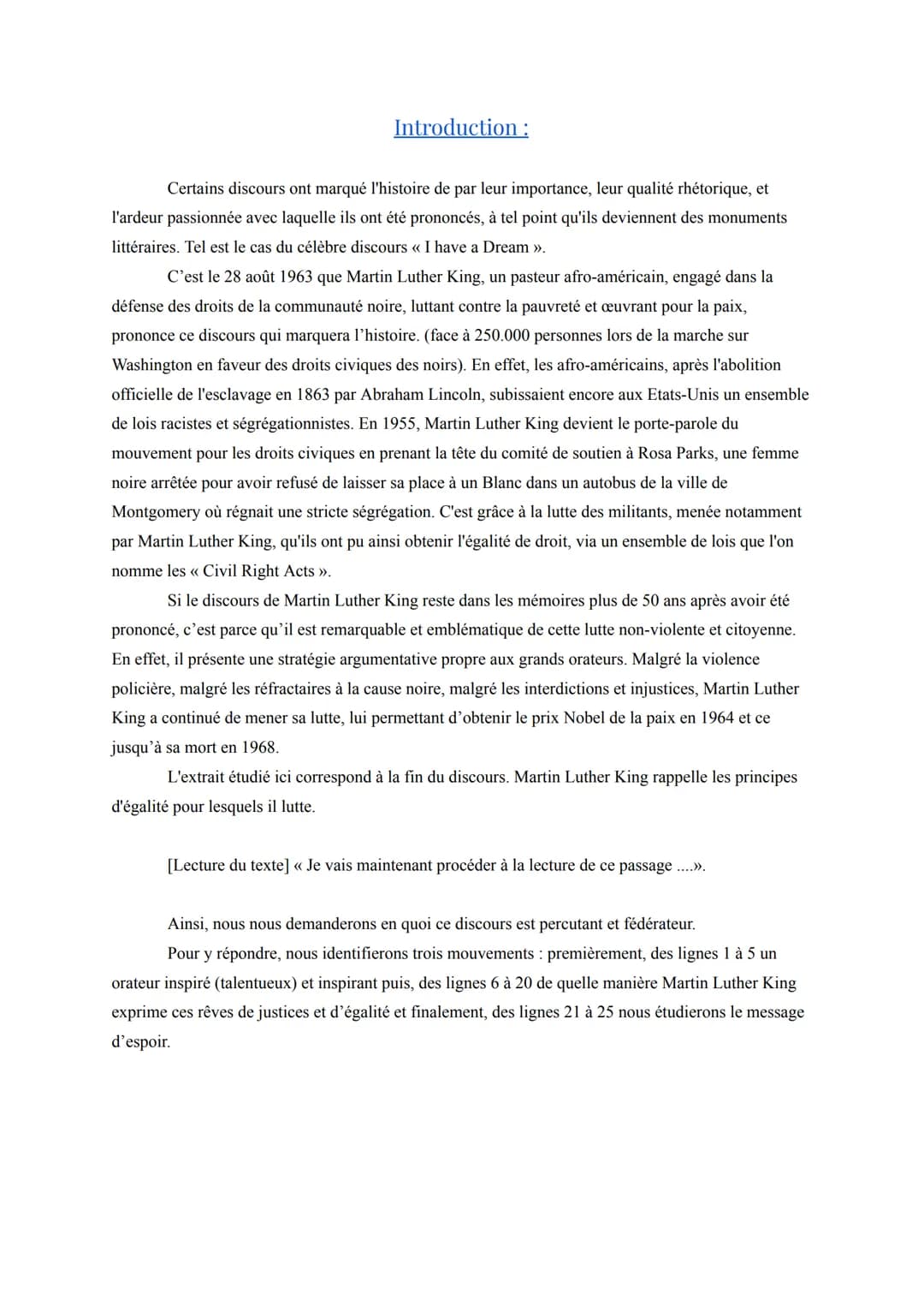Texte Bac Nº 2: Martin Luther King, “I have a dream", 1963.
Séquence 1: le roman.
Support: extrait du discours de Martin Luther King, I have