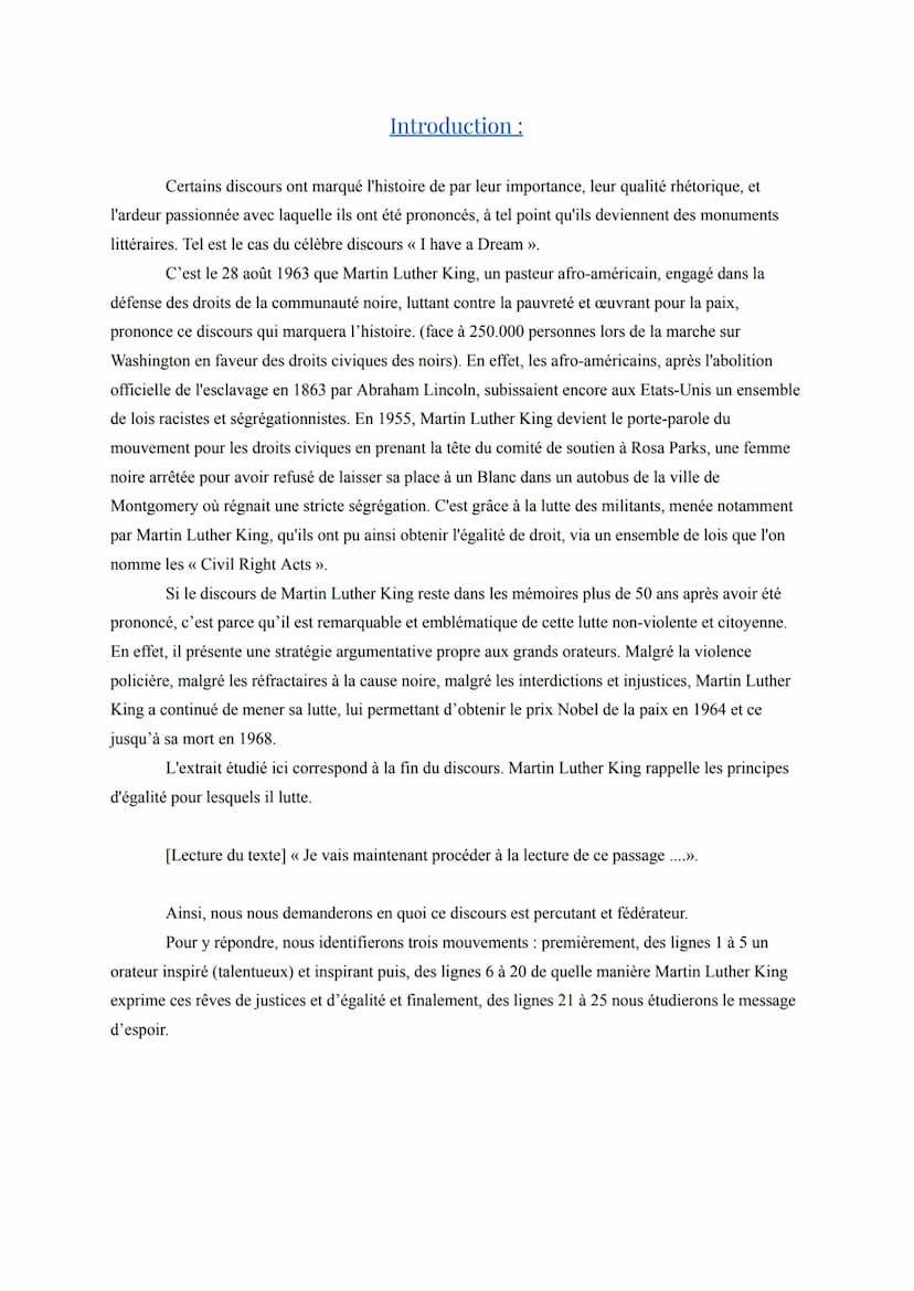 Texte Bac Nº 2: Martin Luther King, “I have a dream", 1963.
Séquence 1: le roman.
Support: extrait du discours de Martin Luther King, I have