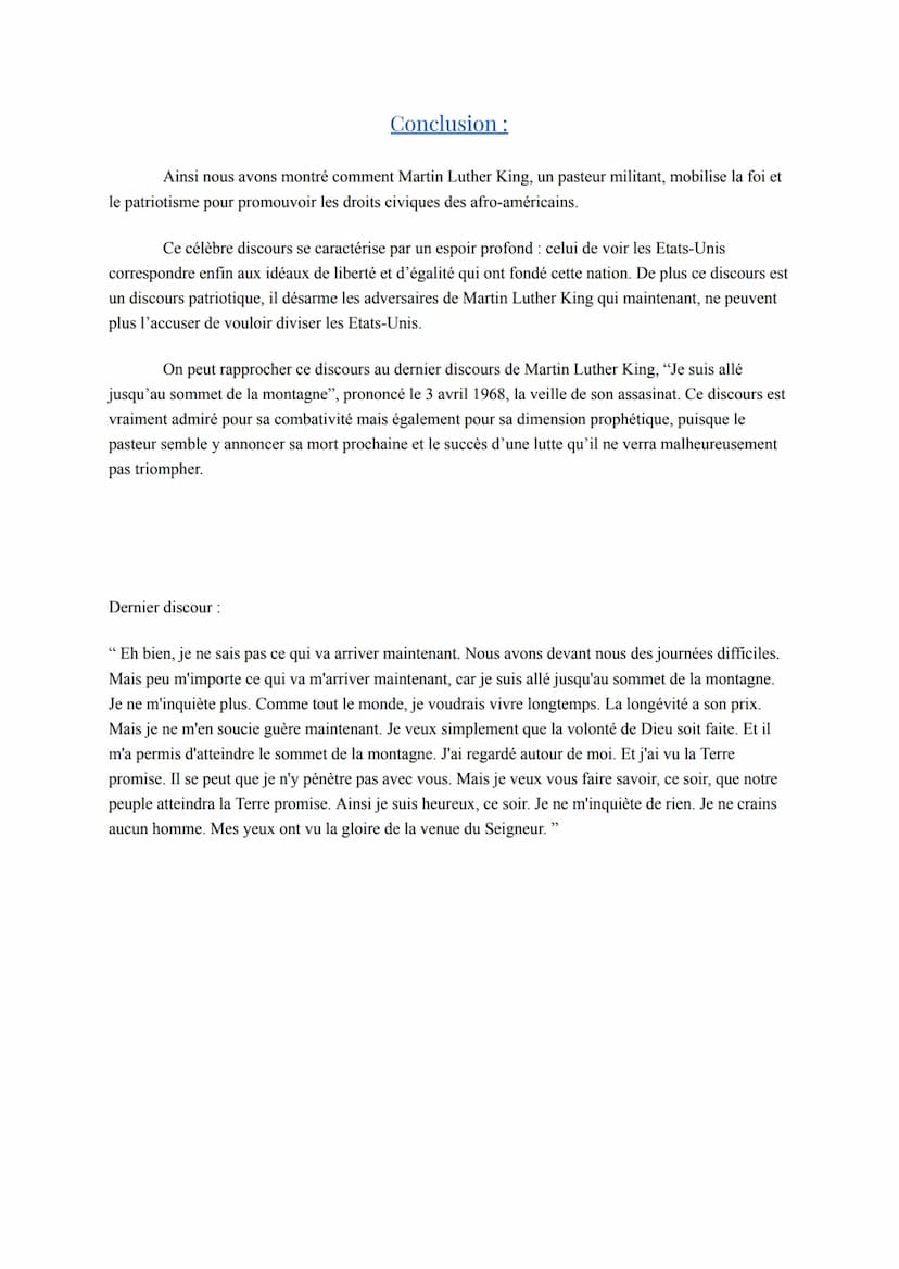 Texte Bac Nº 2: Martin Luther King, “I have a dream", 1963.
Séquence 1: le roman.
Support: extrait du discours de Martin Luther King, I have