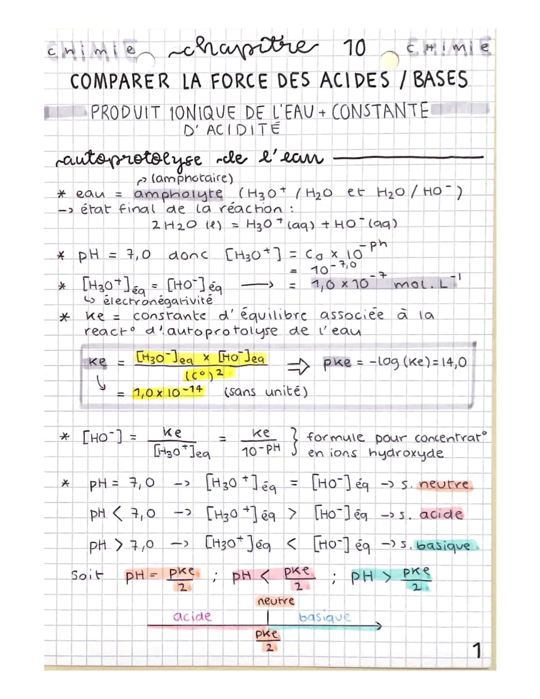 chimie chapitre 10 Cmimie
CH
COMPARER LA FORCE DES ACIDES / BASES
PRODUIT 1ONIQUE DE L'EAU + CONSTANTE
D'ACIDITE
autoprotolyse de l'ean
lamp