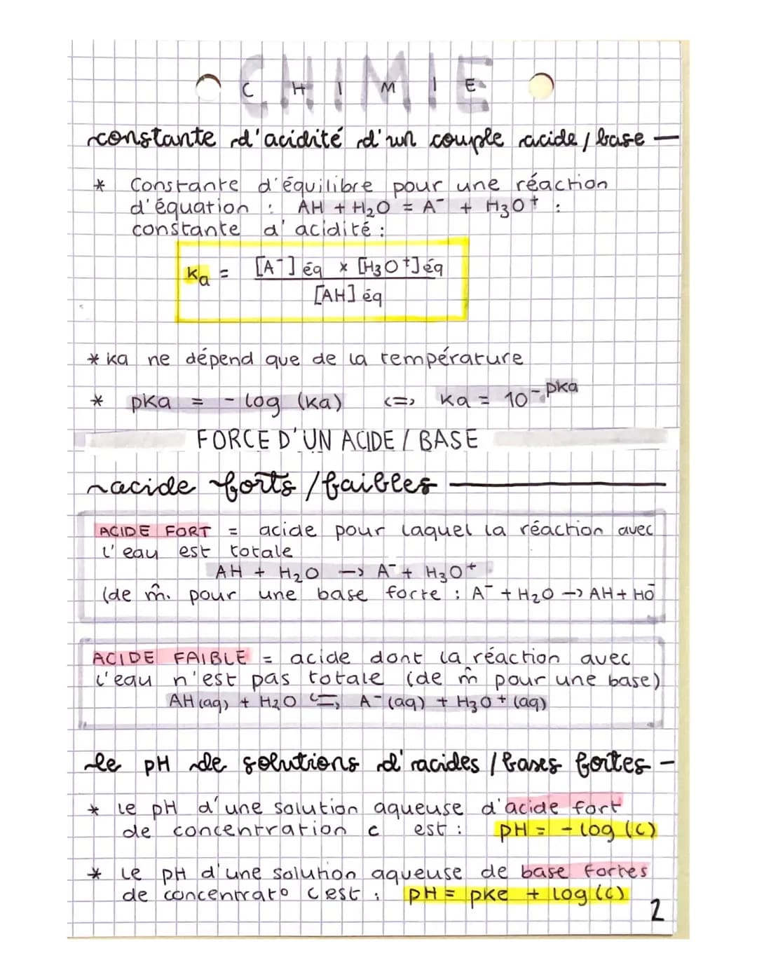 chimie chapitre 10 Cmimie
CH
COMPARER LA FORCE DES ACIDES / BASES
PRODUIT 1ONIQUE DE L'EAU + CONSTANTE
D'ACIDITE
autoprotolyse de l'ean
lamp