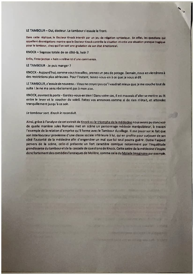 lexte r
Le Docteur Knock, extrait - Analyse linéaire
Les années 1920 sont une période de l'histoire marquées par la reconstruction après la 
