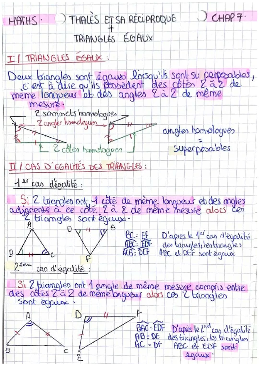 Apprends les Triangles Égaux et Semblables : Exercices et Cours pour les 4ème et 5ème