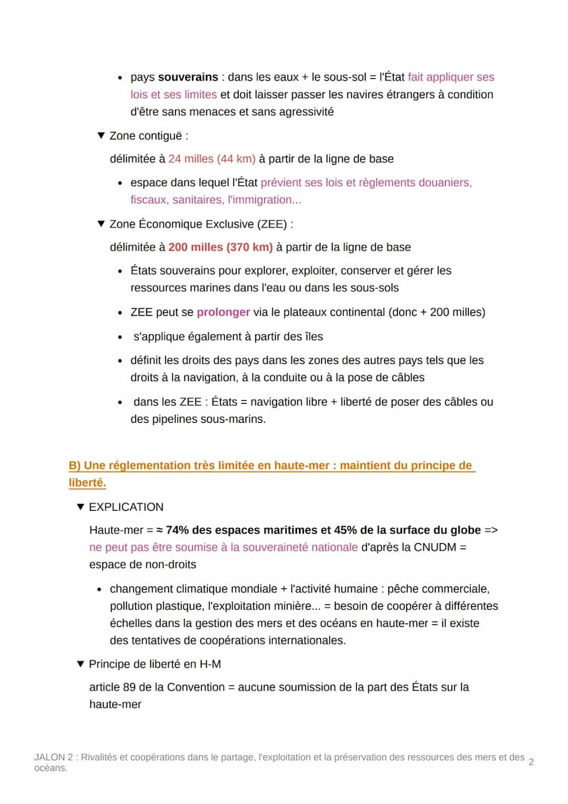 JALON 2: Rivalités et
coopérations dans le partage,
l'exploitation et la préservation
des ressources des mers et des
océans.
PROBLÉMATIQUE :