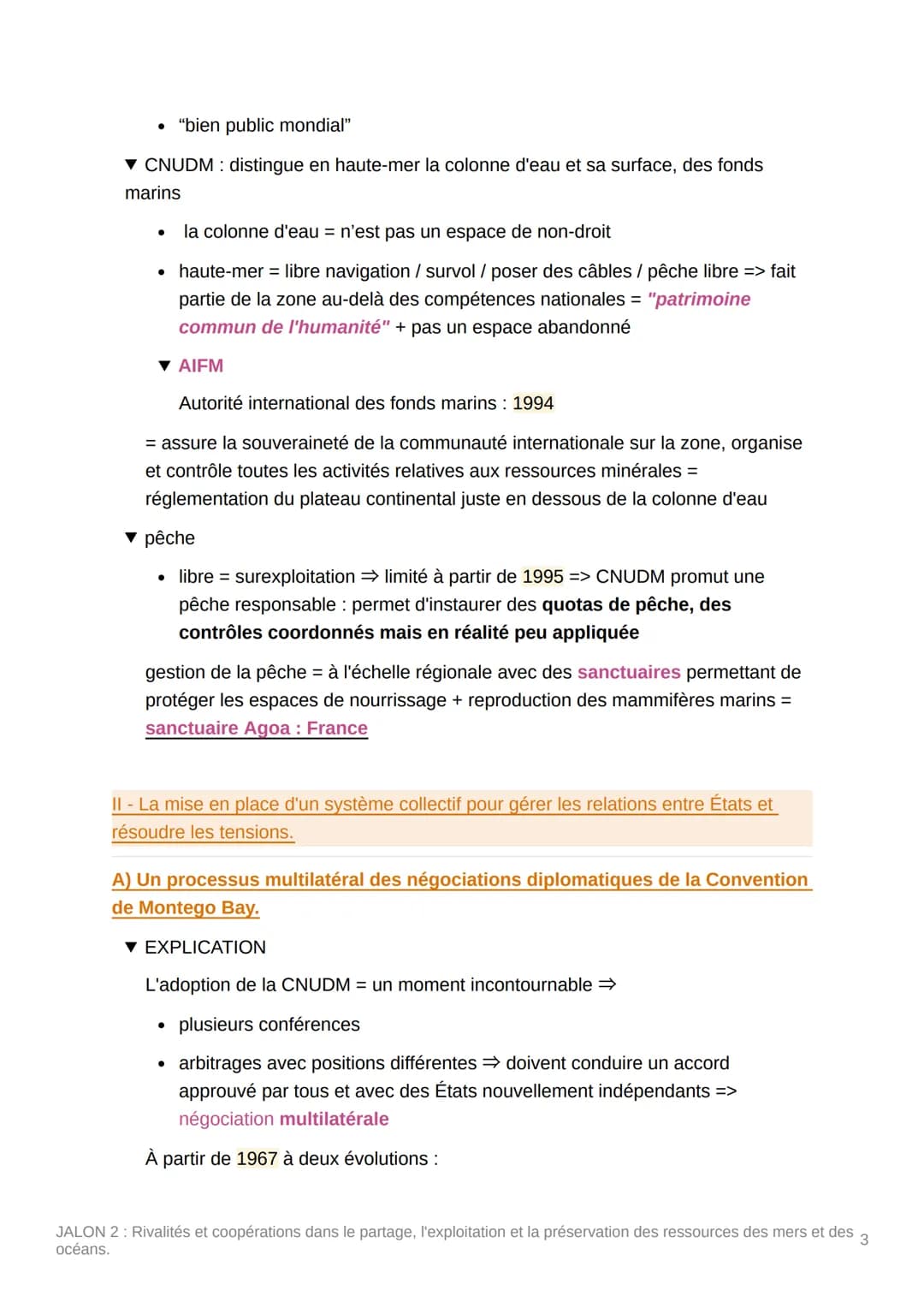 JALON 2: Rivalités et
coopérations dans le partage,
l'exploitation et la préservation
des ressources des mers et des
océans.
PROBLÉMATIQUE :