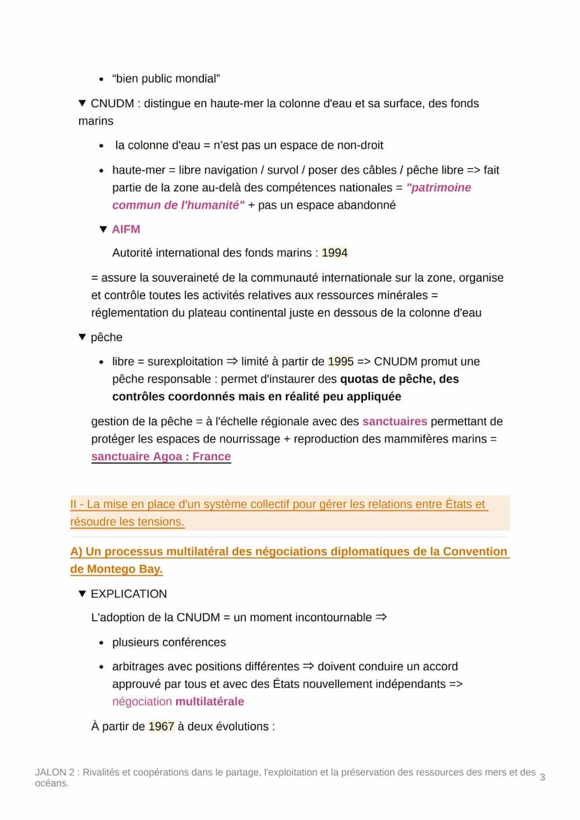 JALON 2: Rivalités et
coopérations dans le partage,
l'exploitation et la préservation
des ressources des mers et des
océans.
PROBLÉMATIQUE :