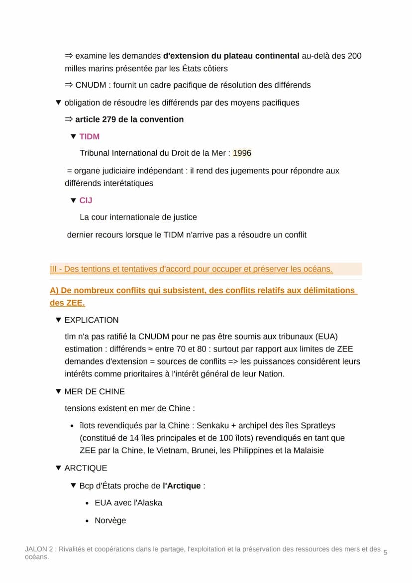 JALON 2: Rivalités et
coopérations dans le partage,
l'exploitation et la préservation
des ressources des mers et des
océans.
PROBLÉMATIQUE :