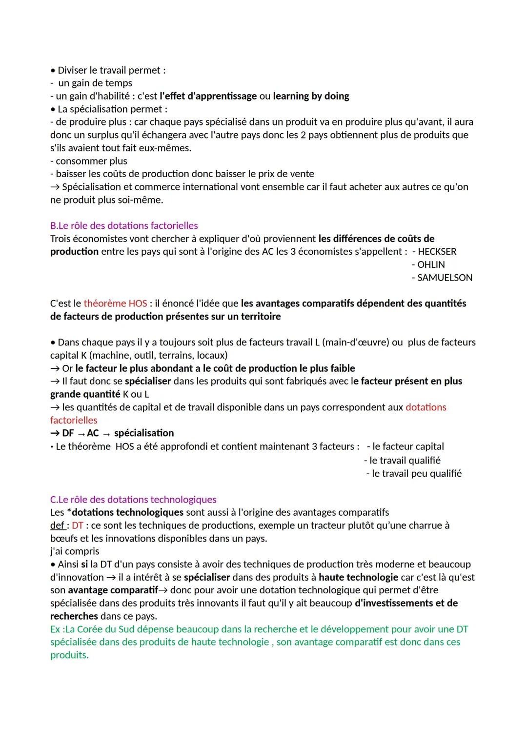 CHAPITRE 2: Le commerce international

Définitions:
- CI: Ensemble de biens et de services des acteurs de pays différents, il se mesurent pa