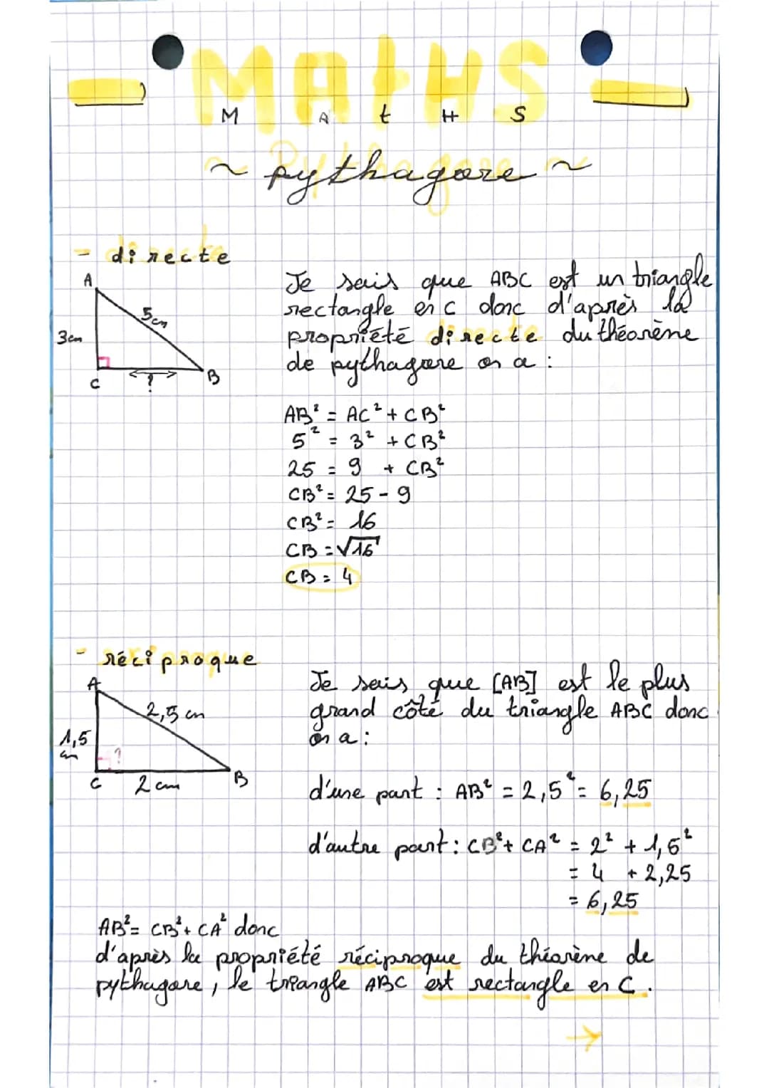 Théorème de pythagore