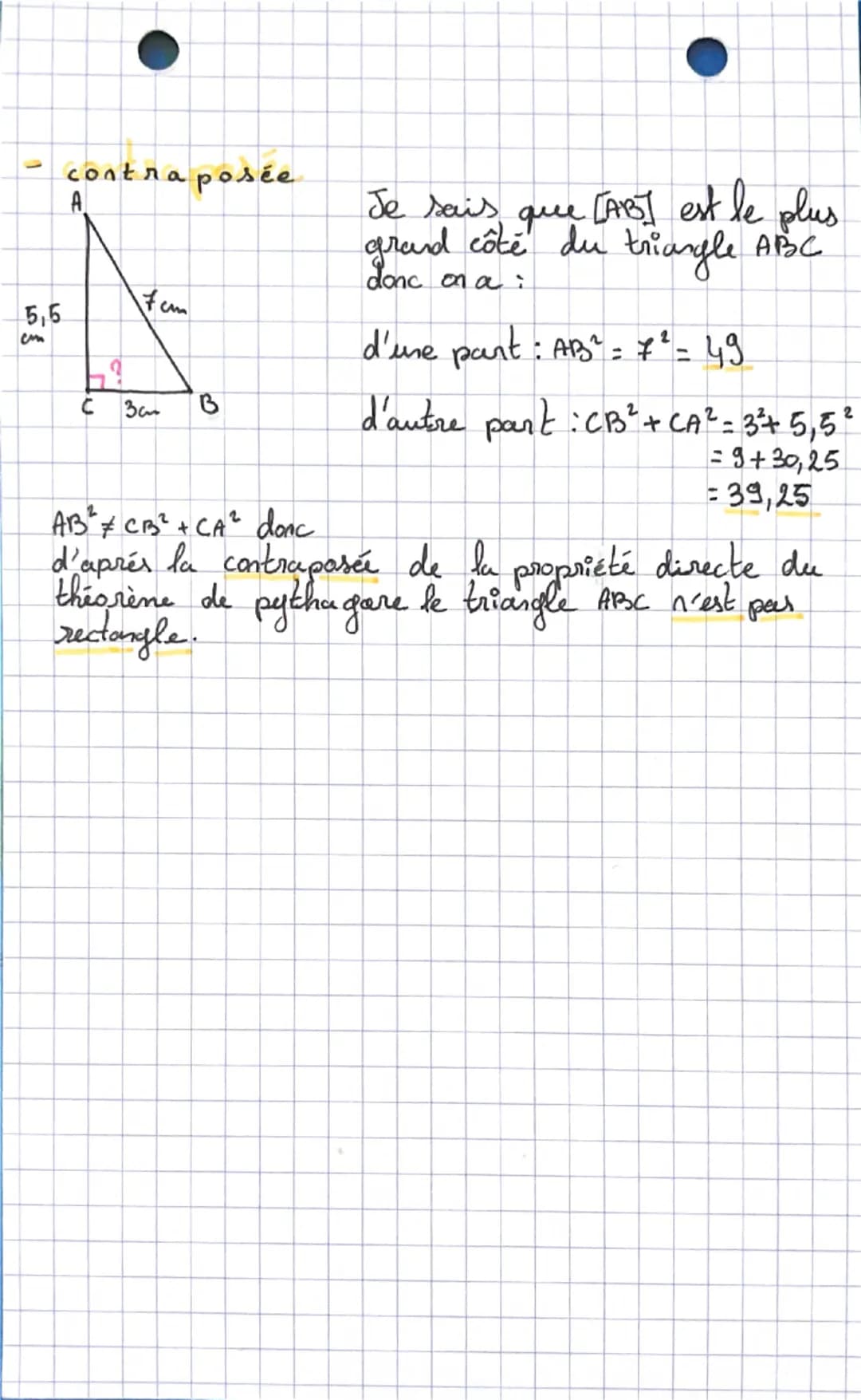 3cm
A
0
M
A
directe
Sem
B
t
F
S
pythagore
triangle
Je sais que ABC est un
rectangle en c donc d'après la
propriété directe du théorème
de py