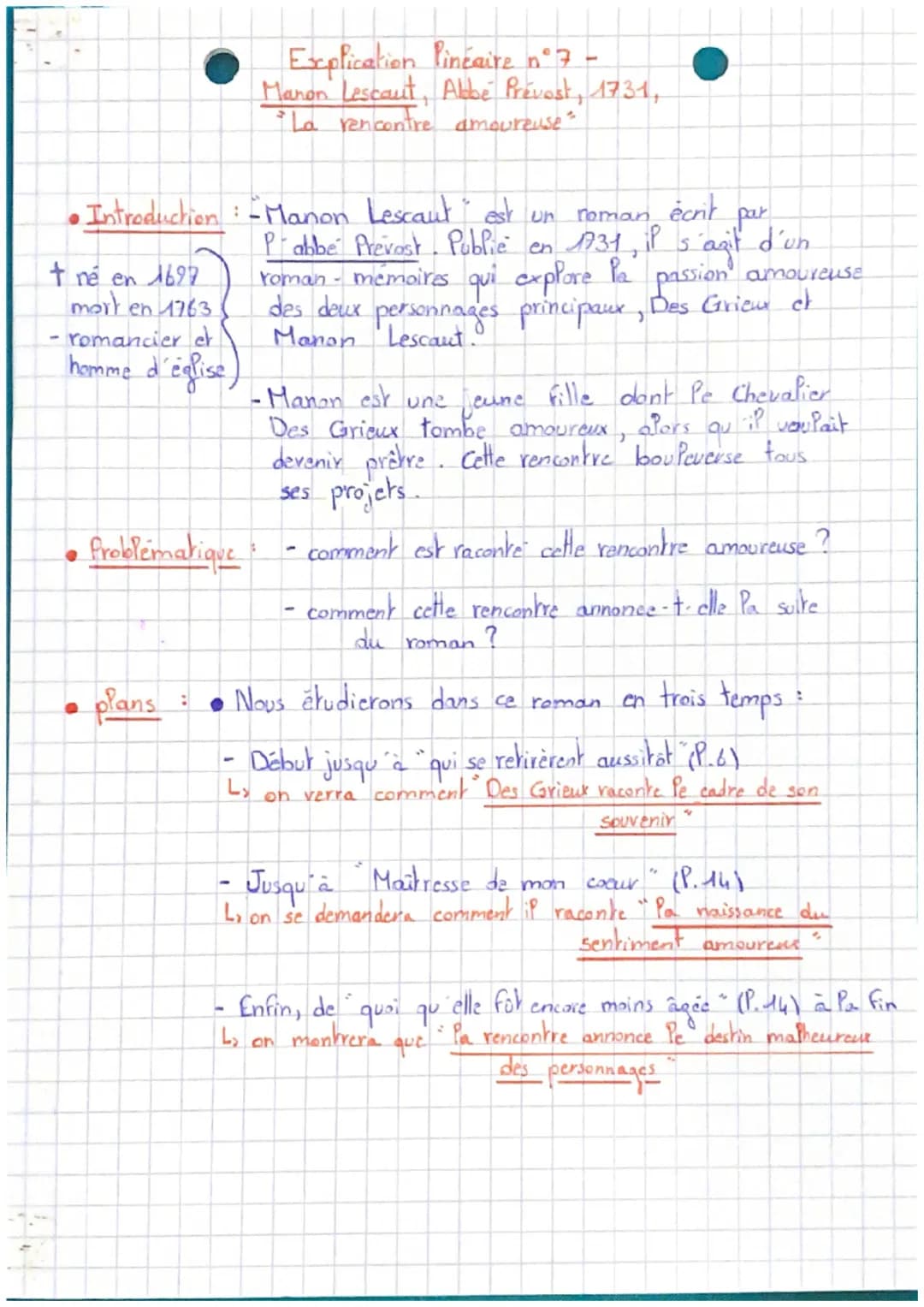 Explication linéaire n°7 -
Manon Lescaut, Abbé Prévost, 1731,
La rencontre amoureuse"
écrit
par
• Introduction: -Manon Lescaut est un roman
