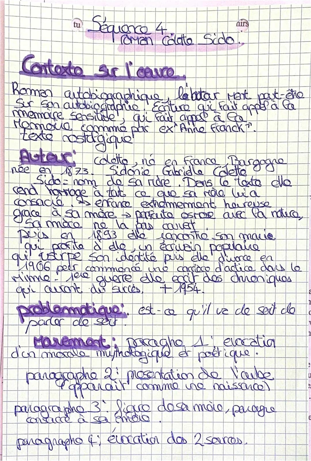 Colette : Sido Analyse Linéaire et Résumés pour Les Enfants