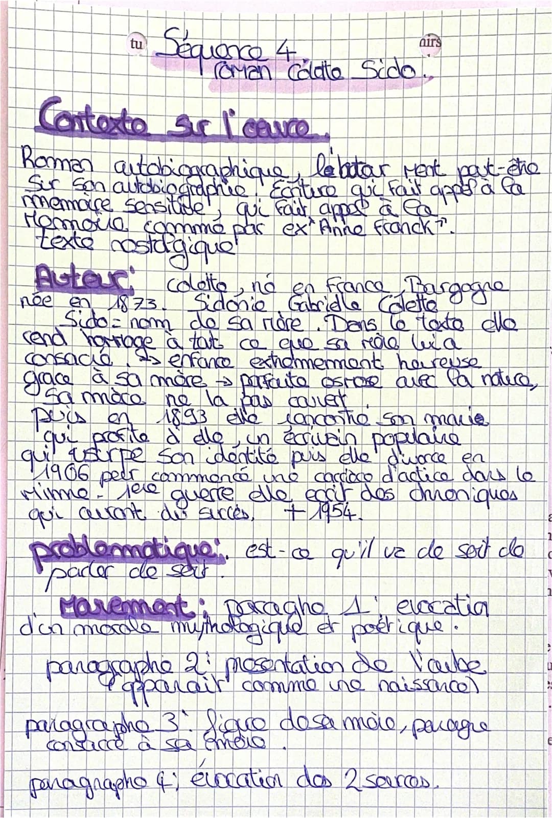 tu
Sequence 4
airs
Coman Colate Sido...
Contexto Sir I canCO...
Roman autobiographique, lebotar Ment pat-êtie
Sur son autobiographie Ecritur