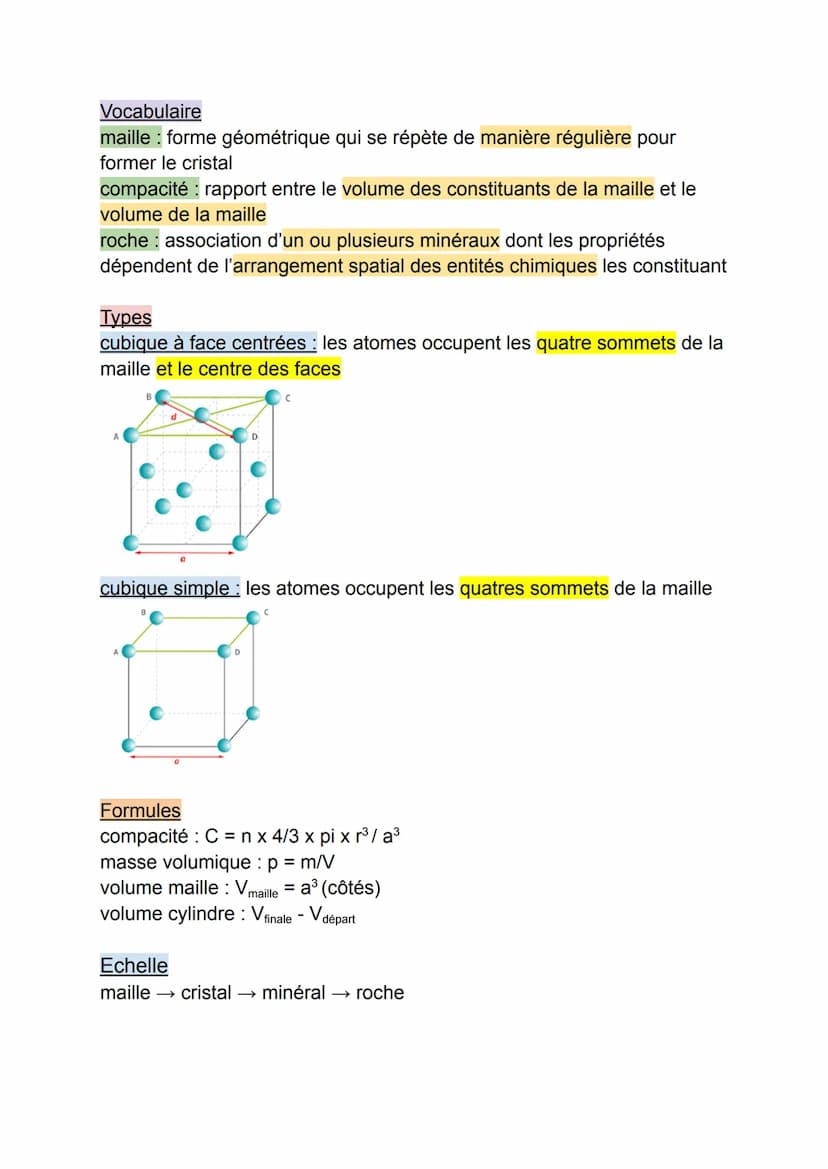 Les cristaux
Vocabulaire
minéral solide naturel inerte, le plus souvent cristallisé, et caractérisé
par sa composition chimique ainsi que pa