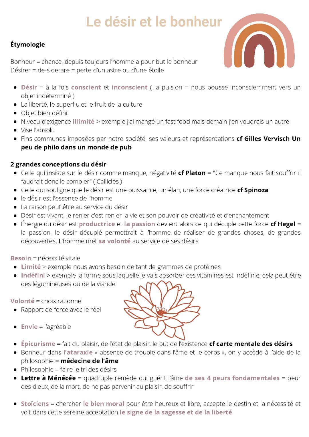 Dissertation sur le Bonheur et le Désir en Philosophie - Terminale PDF