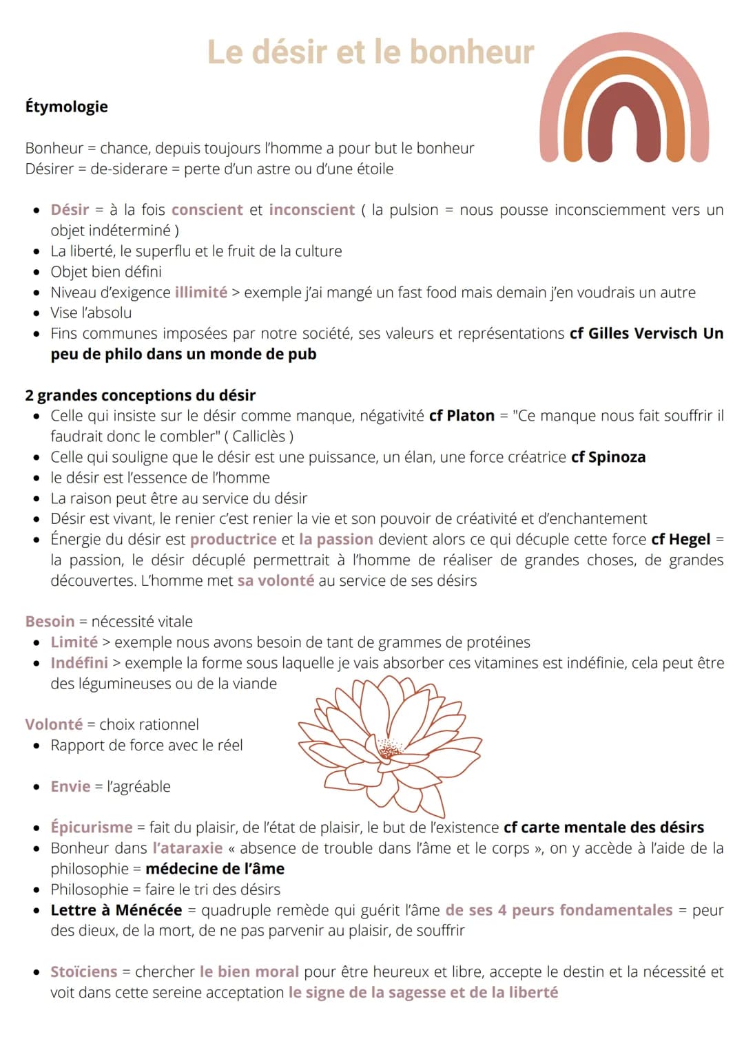 Le désir et le bonheur
Étymologie
Bonheur chance, depuis toujours l'homme a pour but le bonheur
Désirer = de-siderare = perte d'un astre ou 