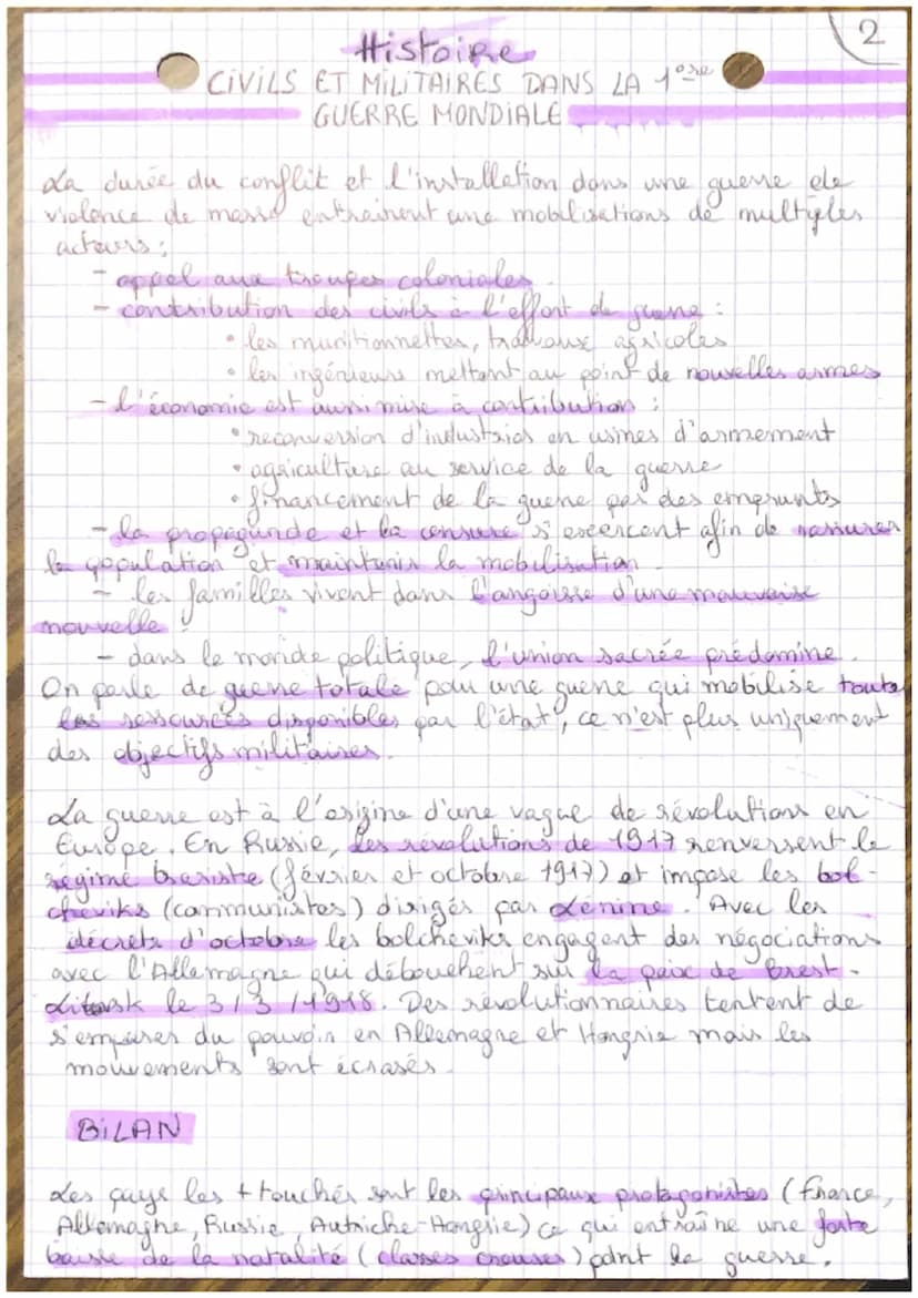 Histoine
CIVILS ET MILITAIRES DANS LA yere
GUERRE MONDIALE
VOCABULAIrelt
format + jone eles batailles
l'arrière + le territoire qui se trouv