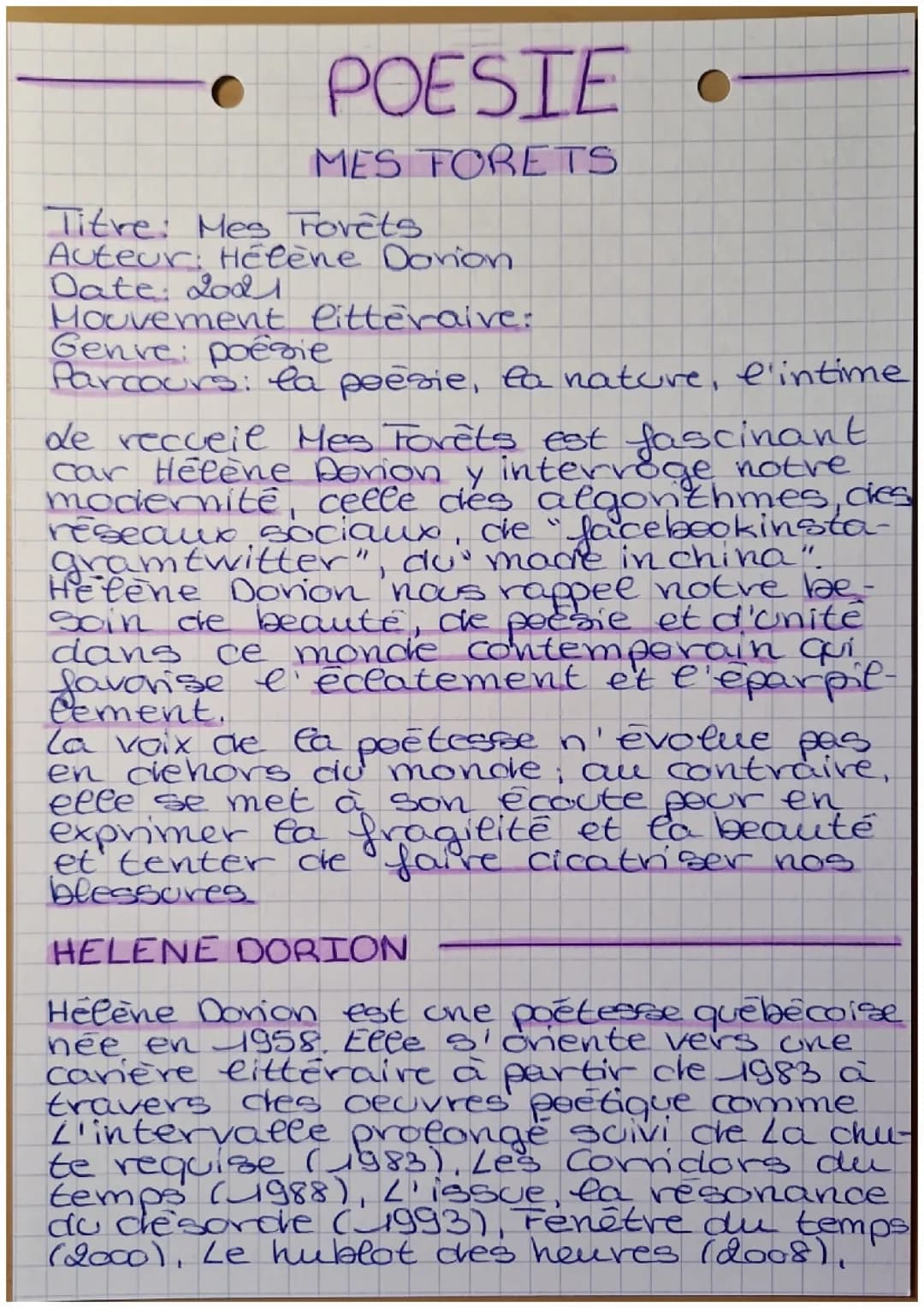 Mes Forêts, Hélène Dorion 