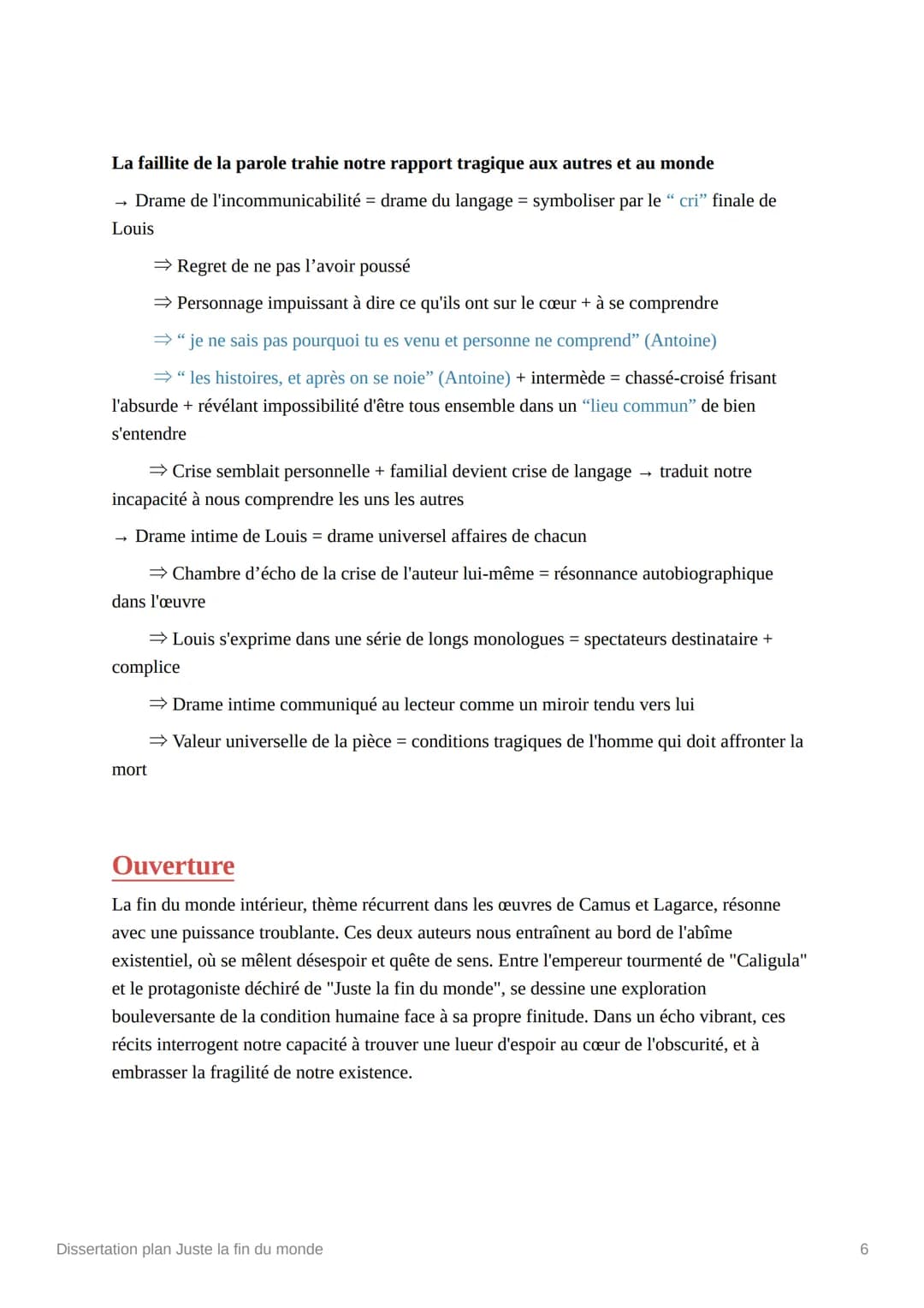 Dissertation plan Juste la fin du
monde
Ⓒ État
Bac Français
Introduction
Juste la fin du monde est la pièce la plus jouée et la plus étudiée